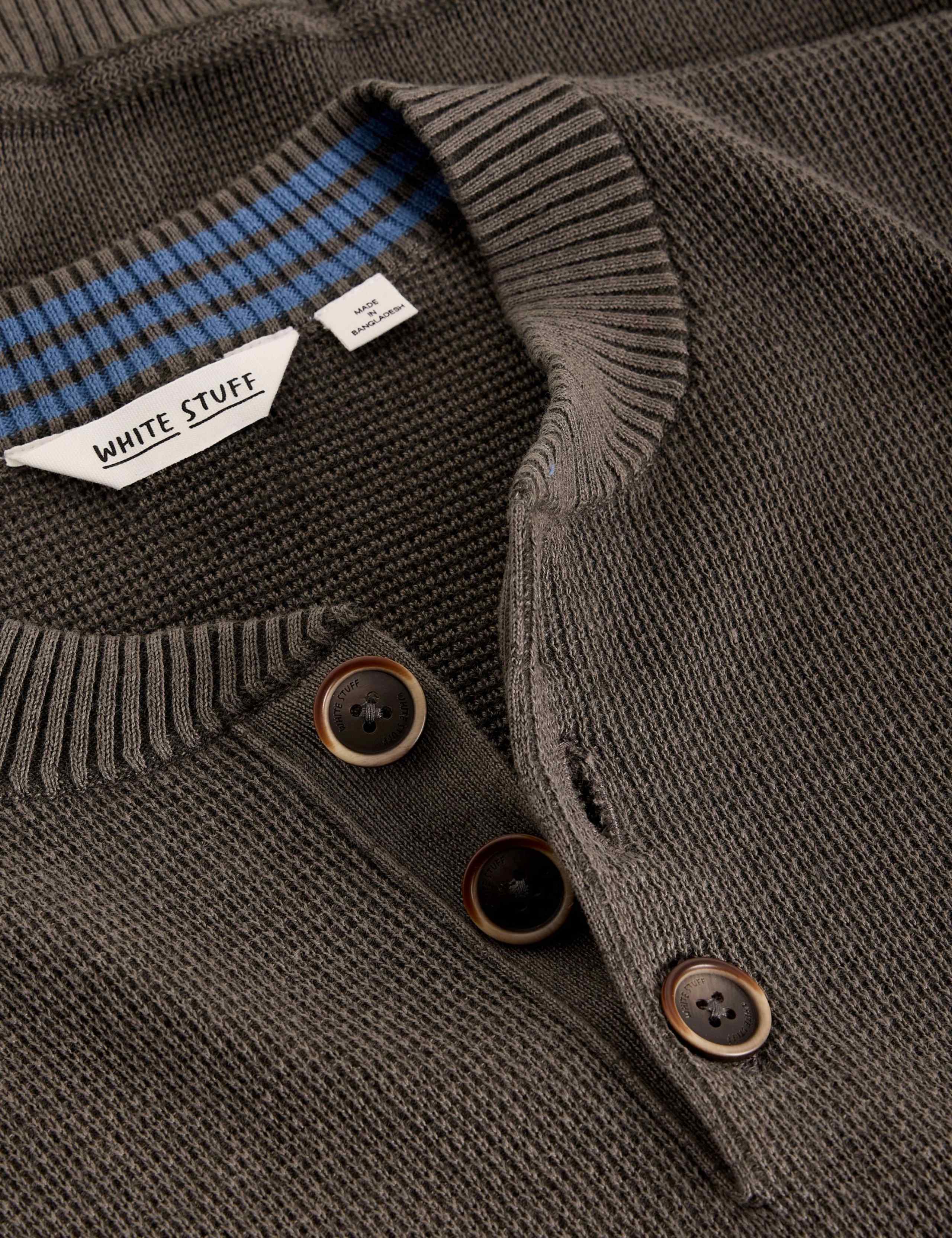 Pure Cotton Waffle Henley Jumper 4 of 6