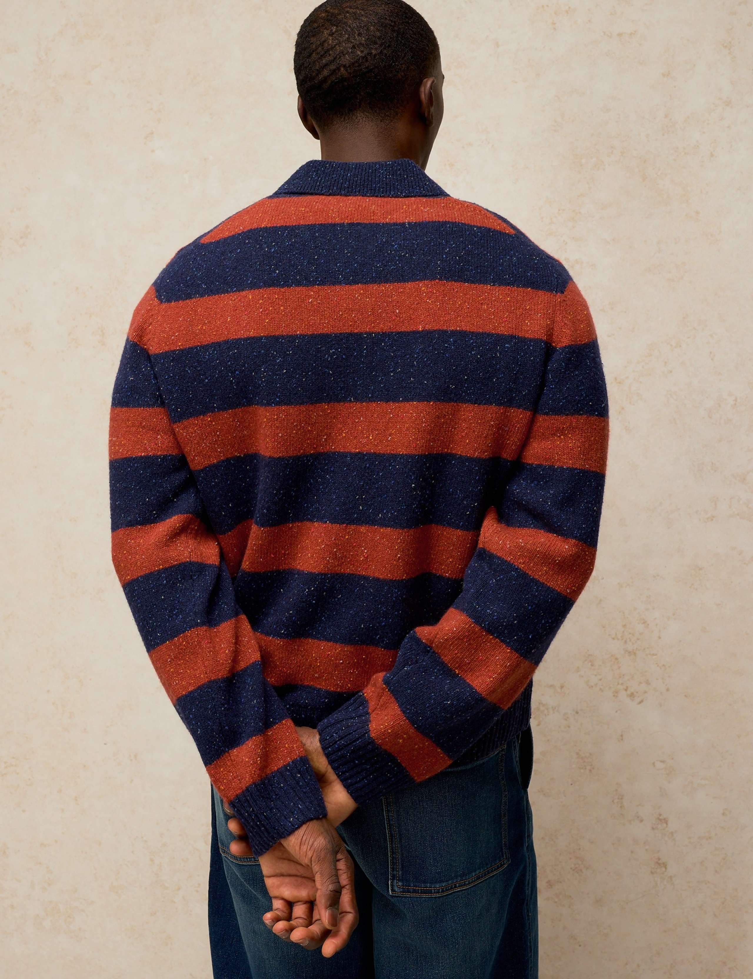 Buckley Wool Rich Striped V Neck Rugby Jumper 3 of 6