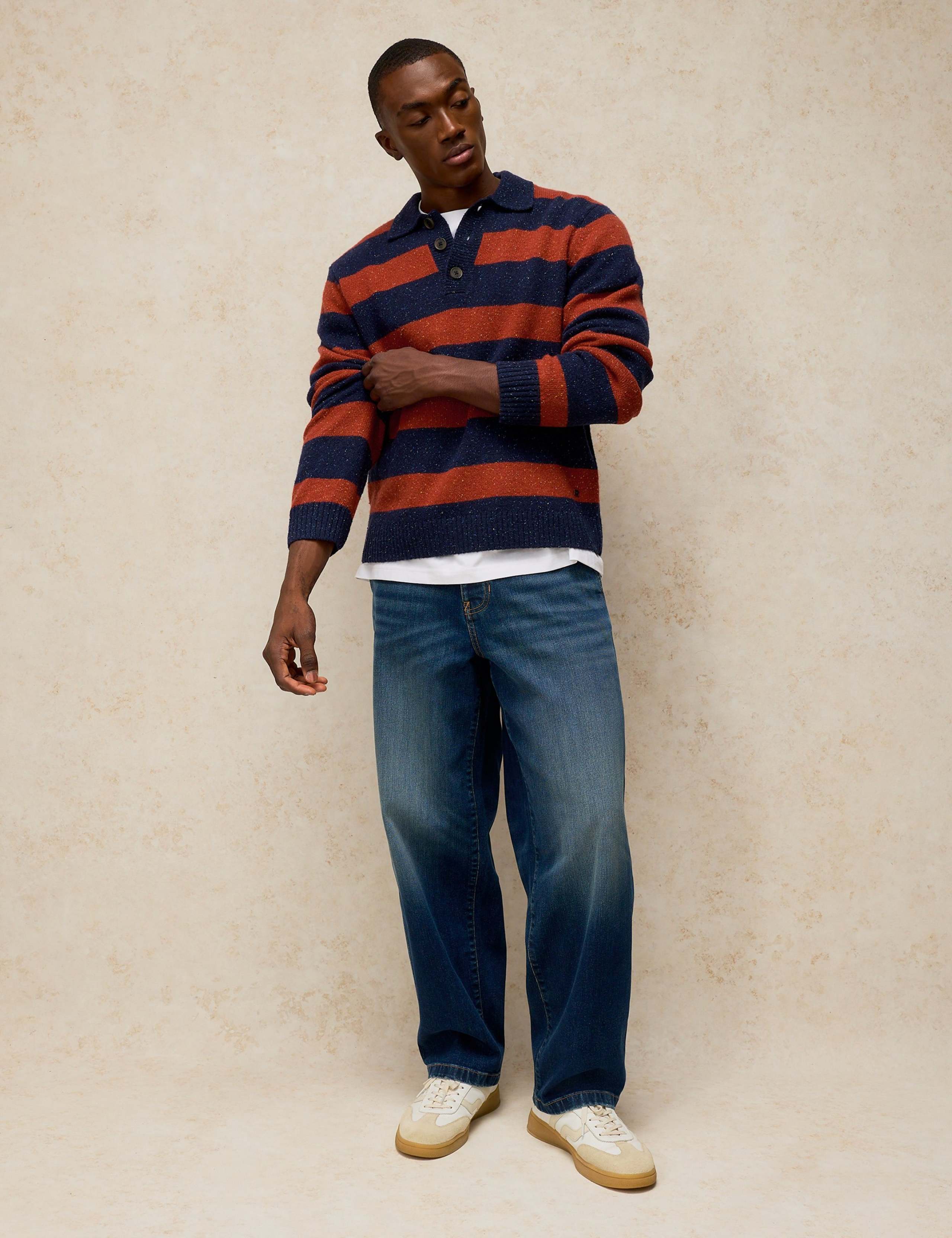 Buckley Wool Rich Striped V Neck Rugby Jumper 4 of 6
