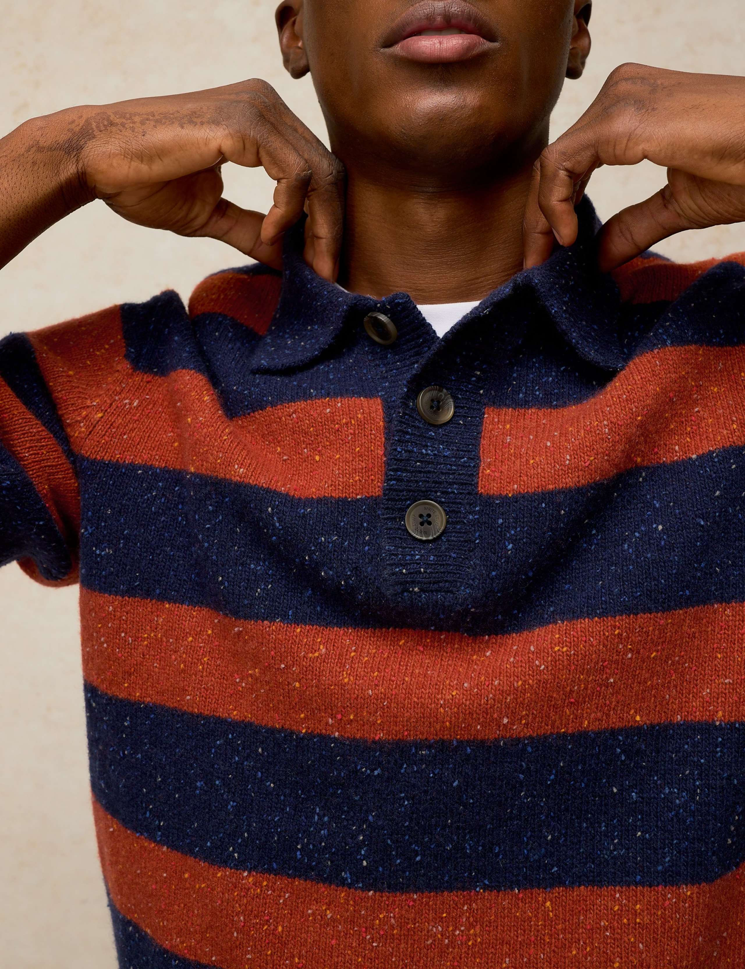 Buckley Wool Rich Striped V Neck Rugby Jumper 5 of 6
