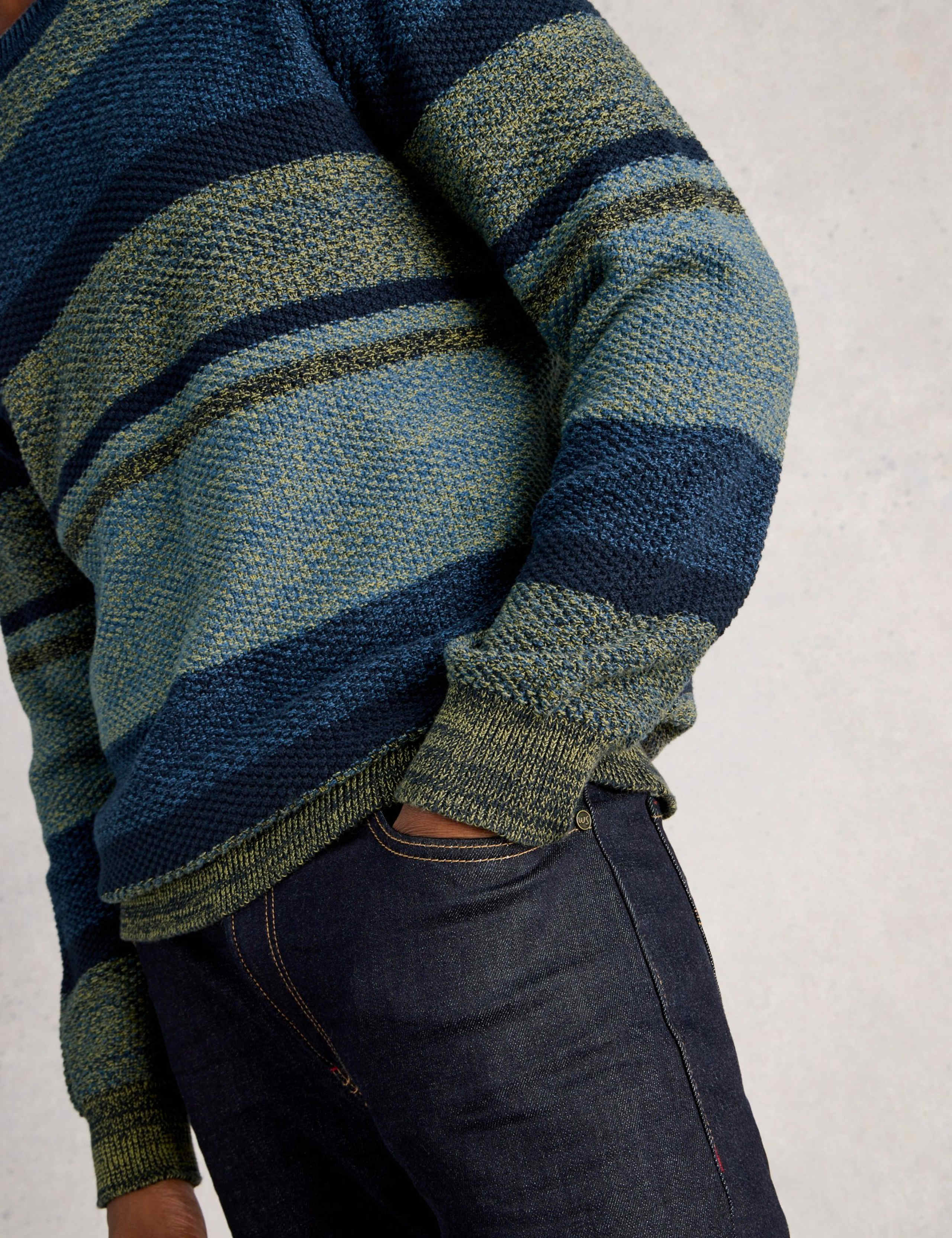 Pure Cotton Colour Block Crew Neck Jumper 3 of 6