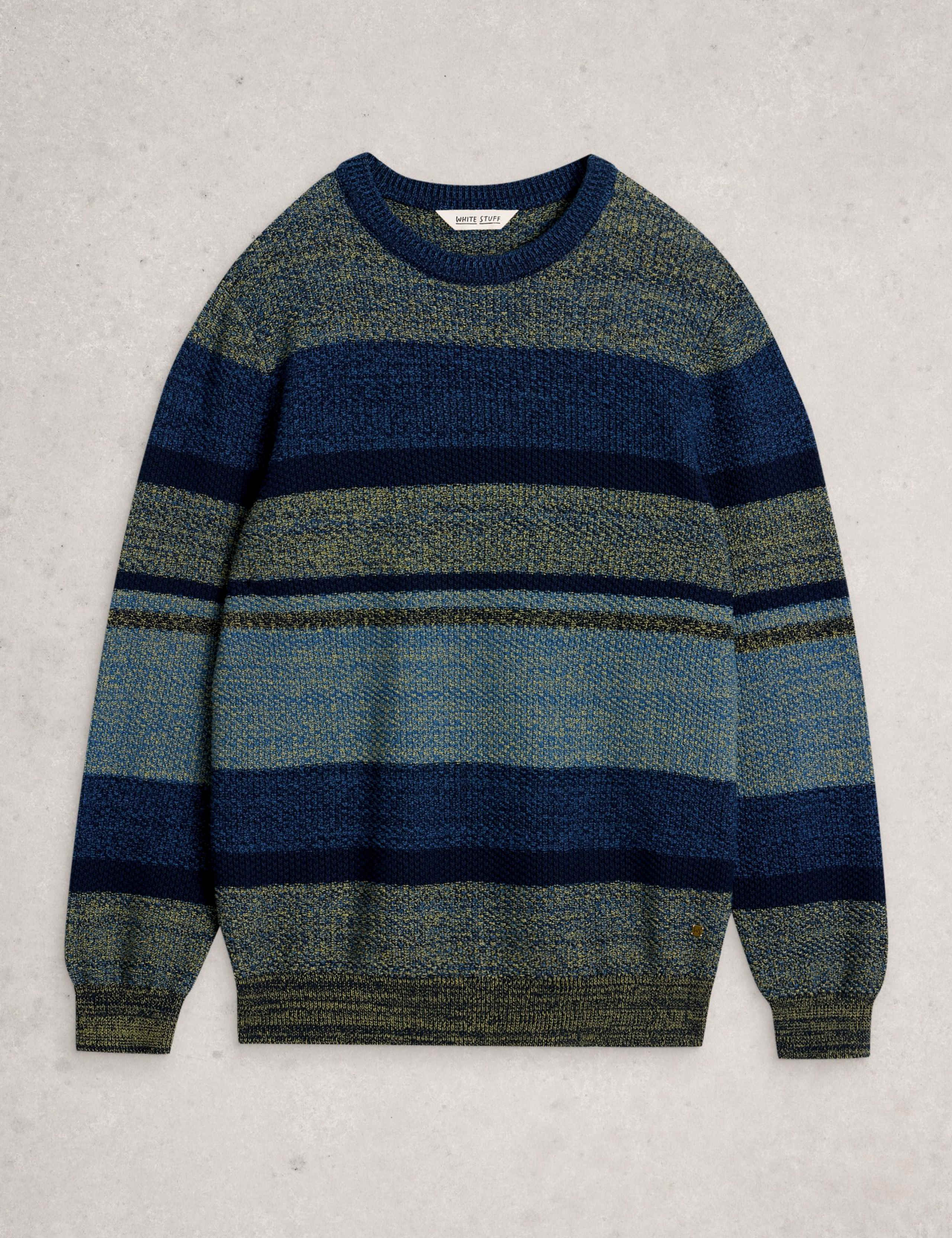 Pure Cotton Colour Block Crew Neck Jumper 2 of 6
