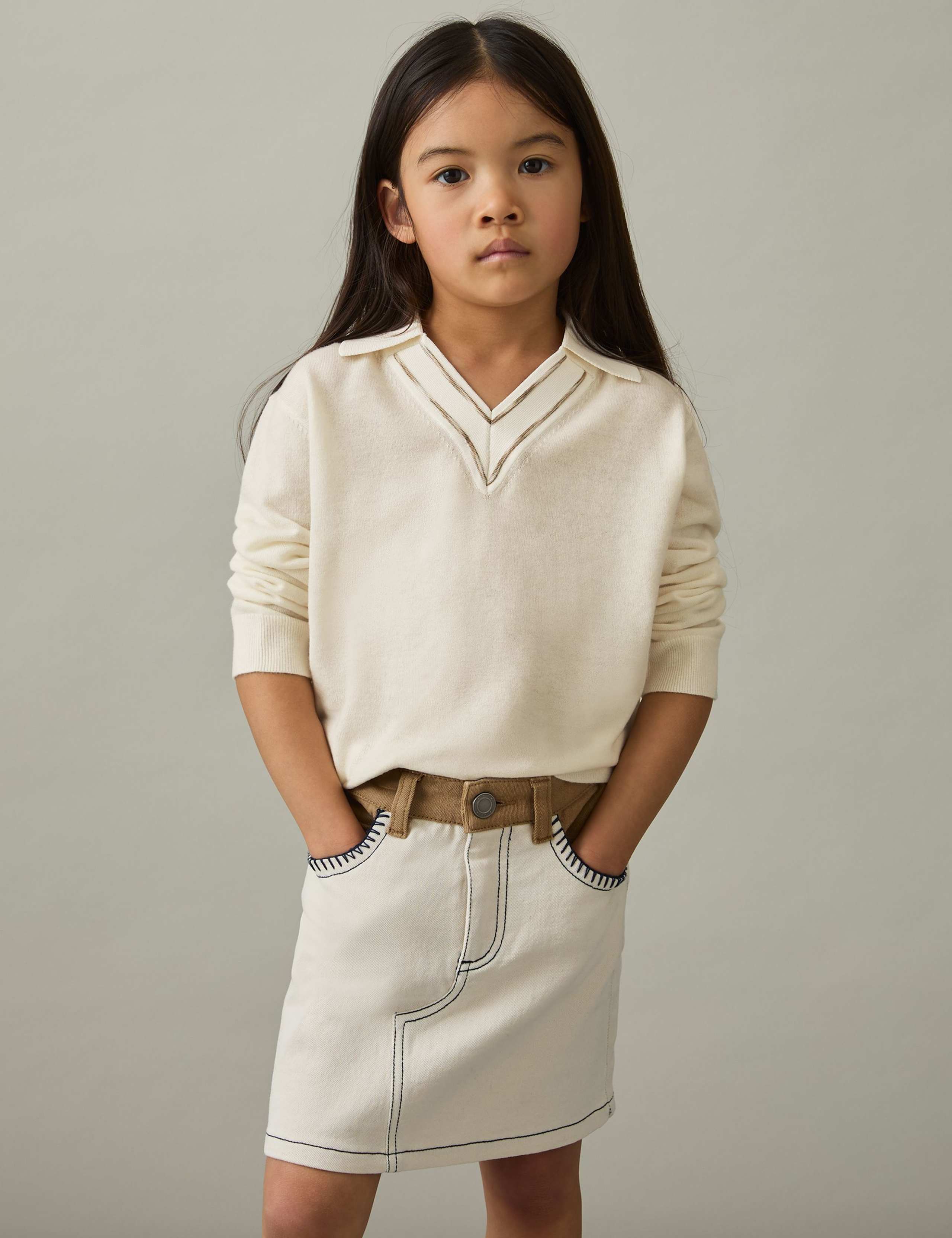 Pure Wool Collared Knitted Cricket Jumper (4-14 Yrs) 3 of 4