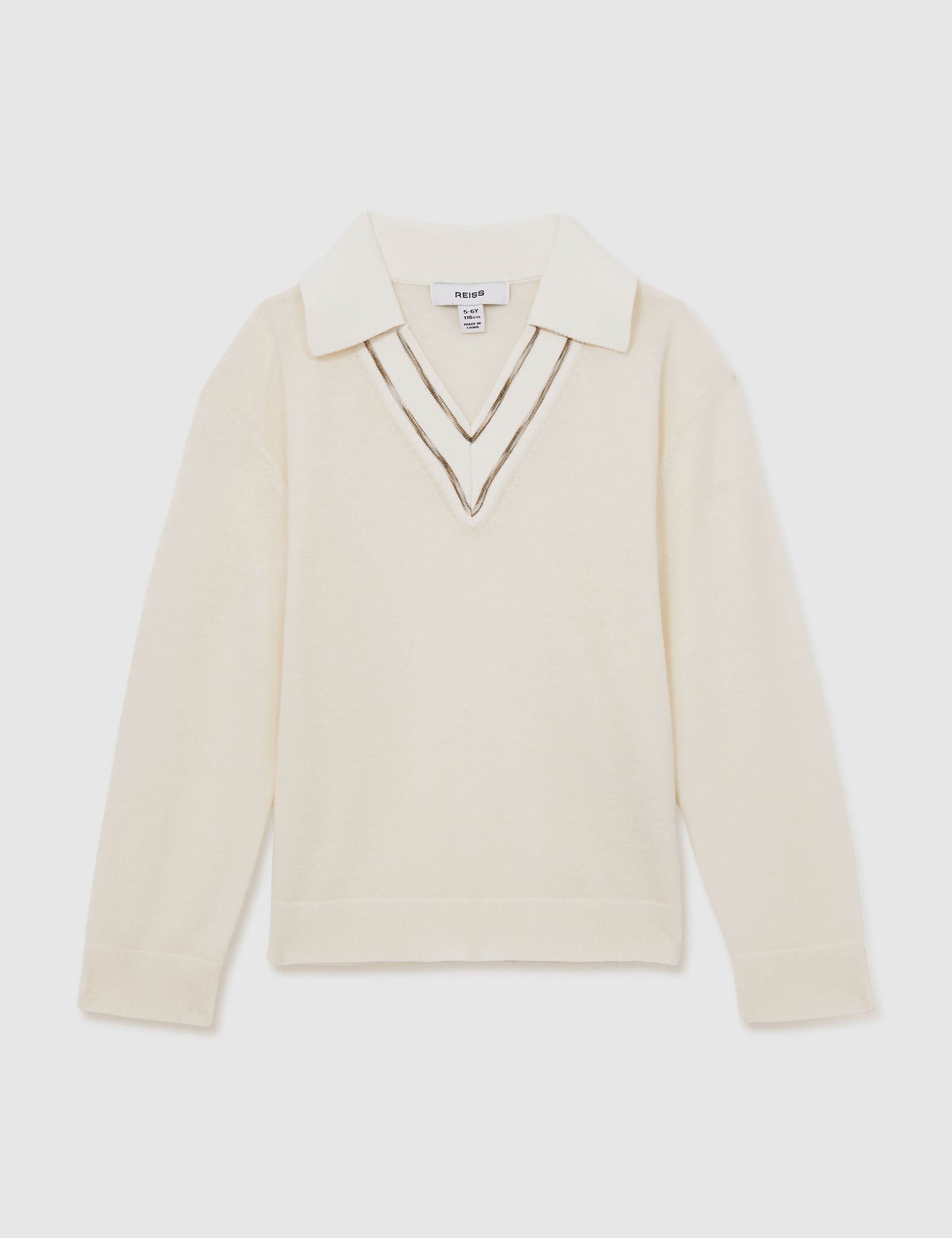 Pure Wool Collared Knitted Cricket Jumper (4-14 Yrs) 2 of 4