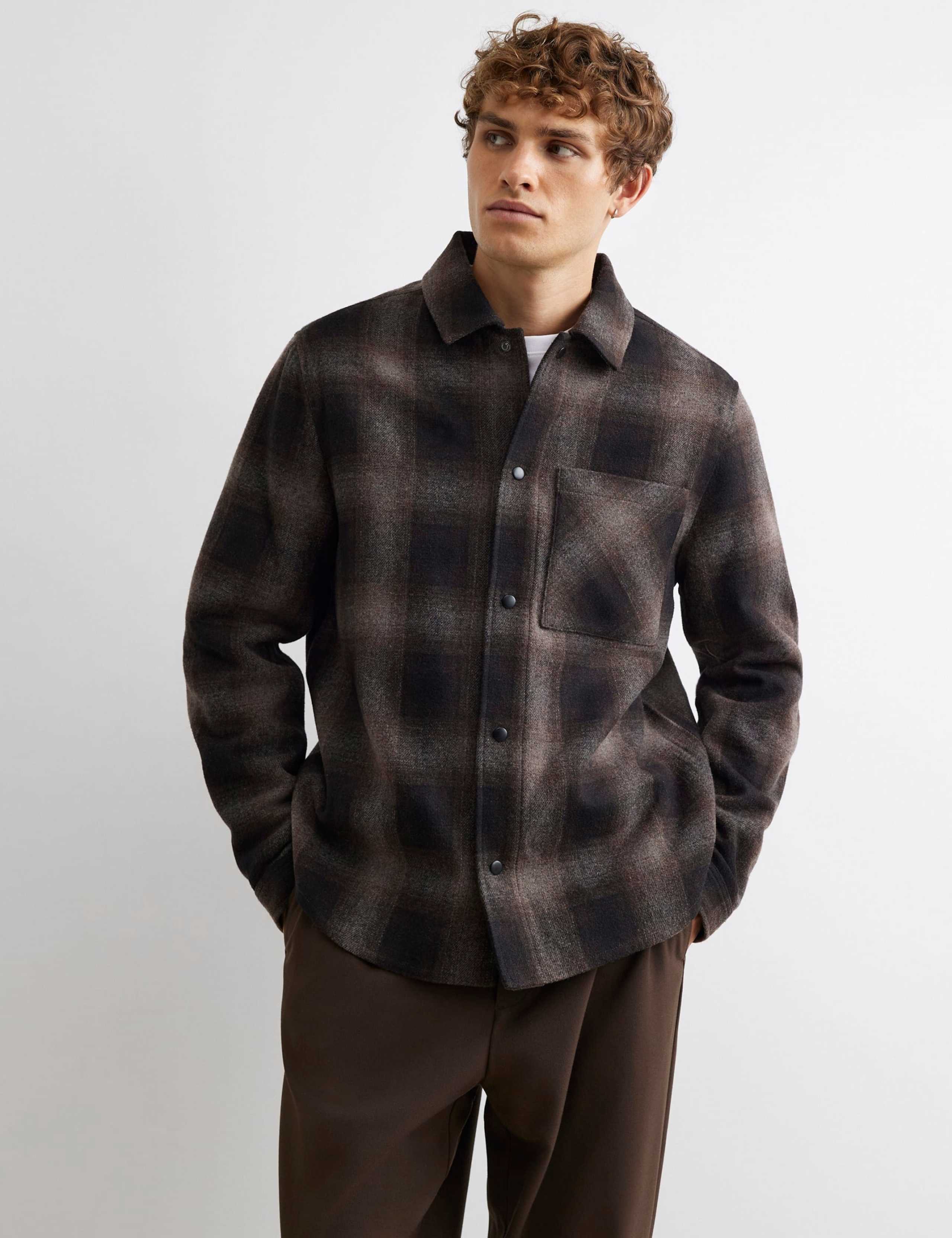 Regular Fit Pure Cotton Checked Overshirt 1 of 4