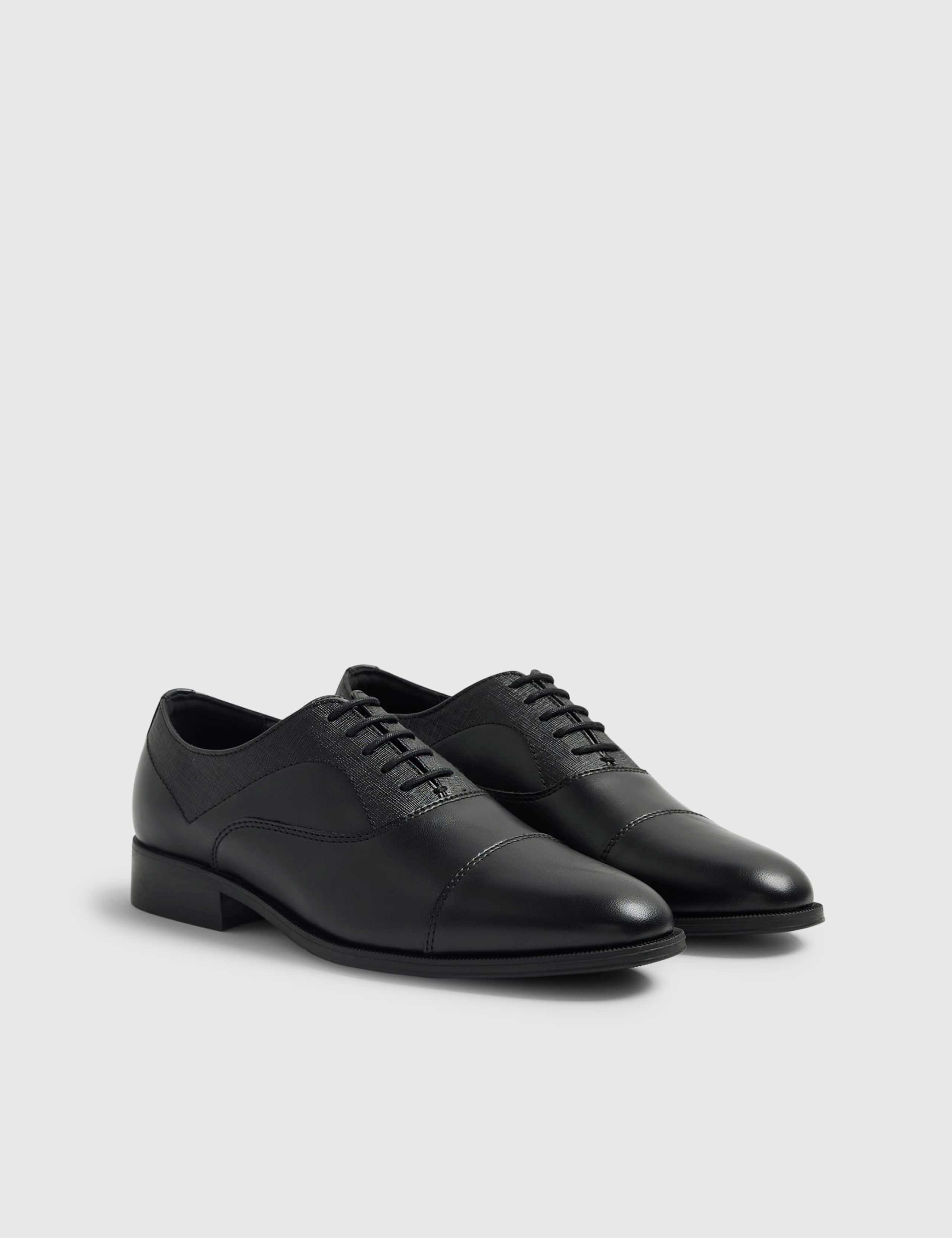 Faux Leather Textured Lace Up Derby Shoes 3 of 5