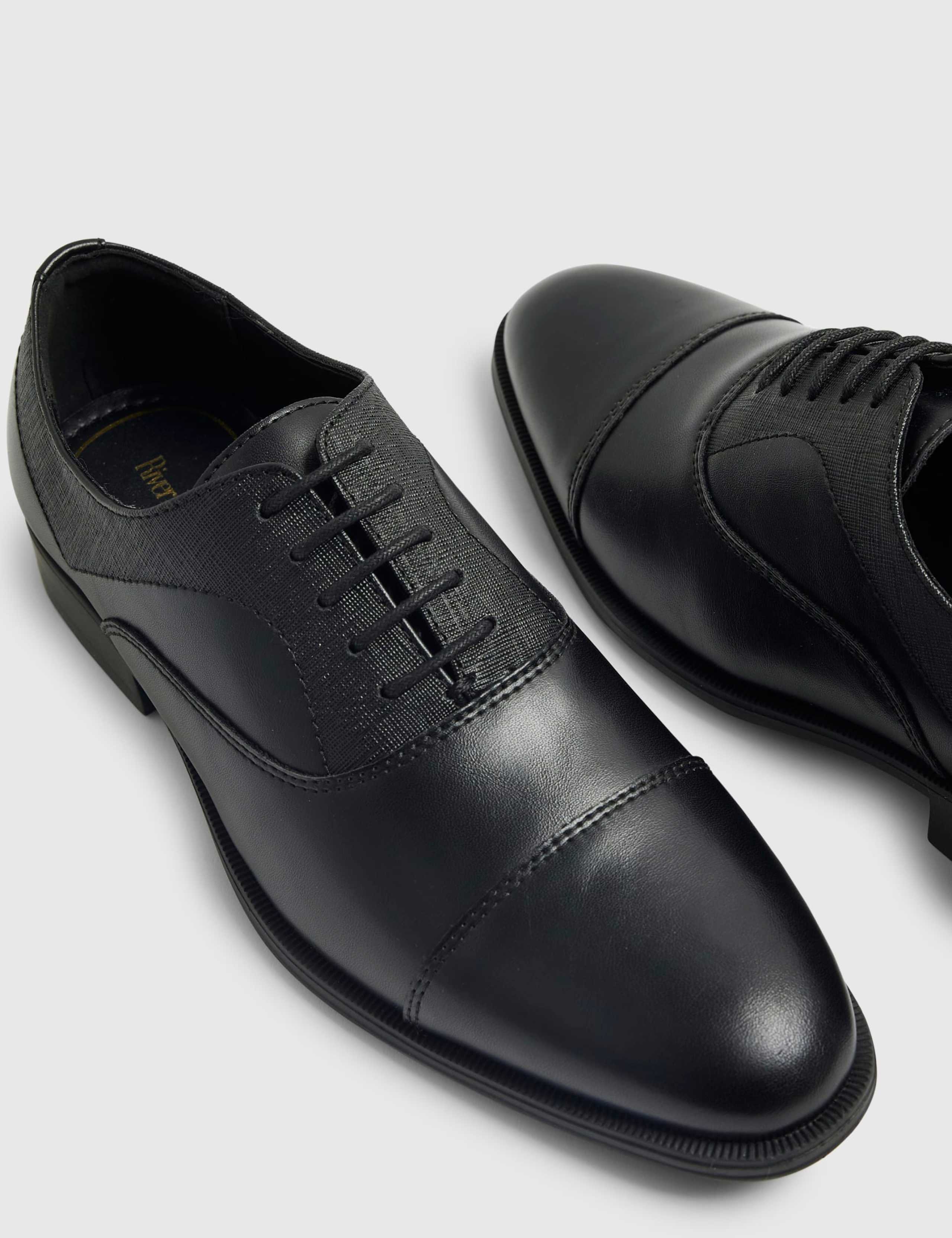 Faux Leather Textured Lace Up Derby Shoes 4 of 5