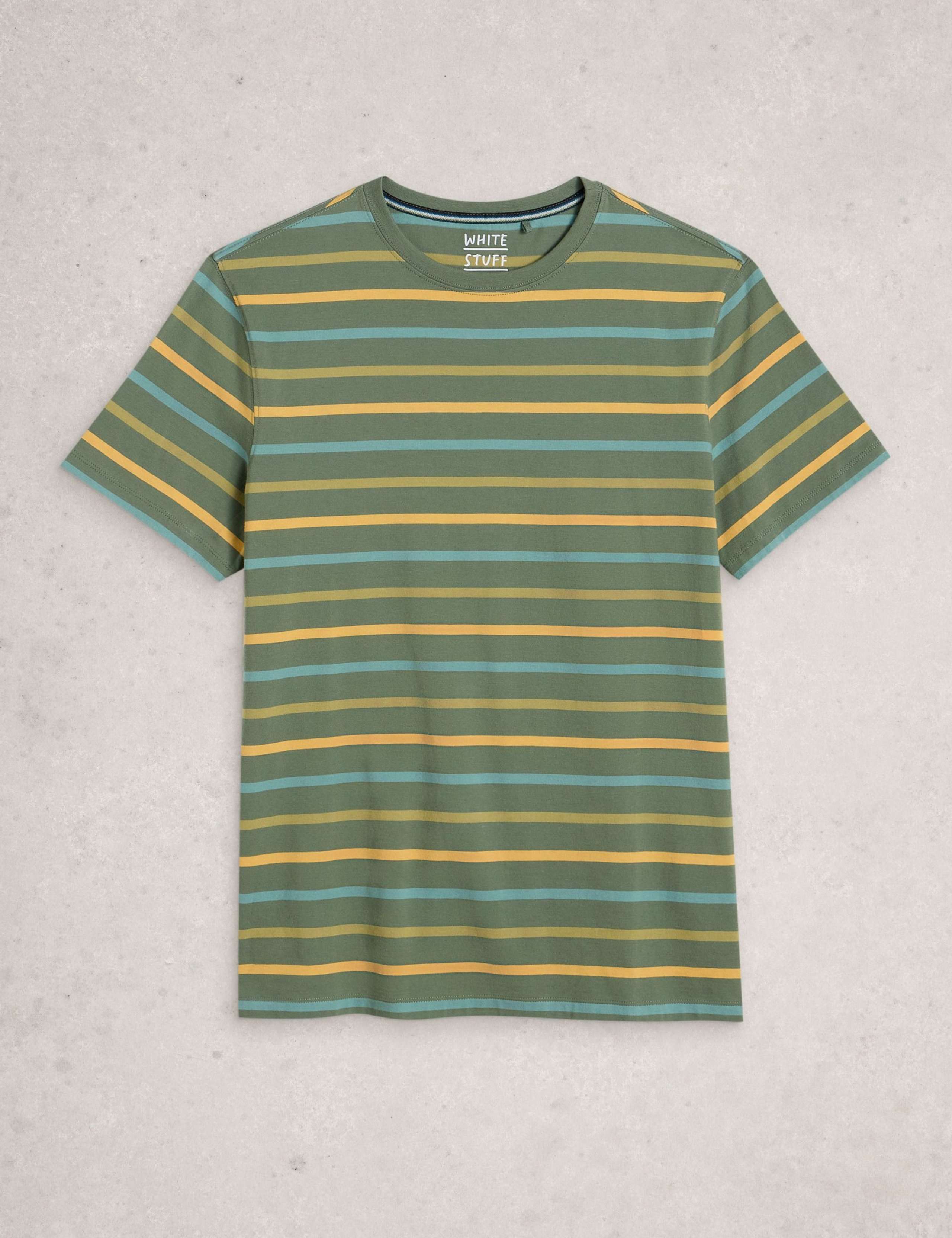 Pure Cotton Striped Crew Neck T-Shirt 2 of 6