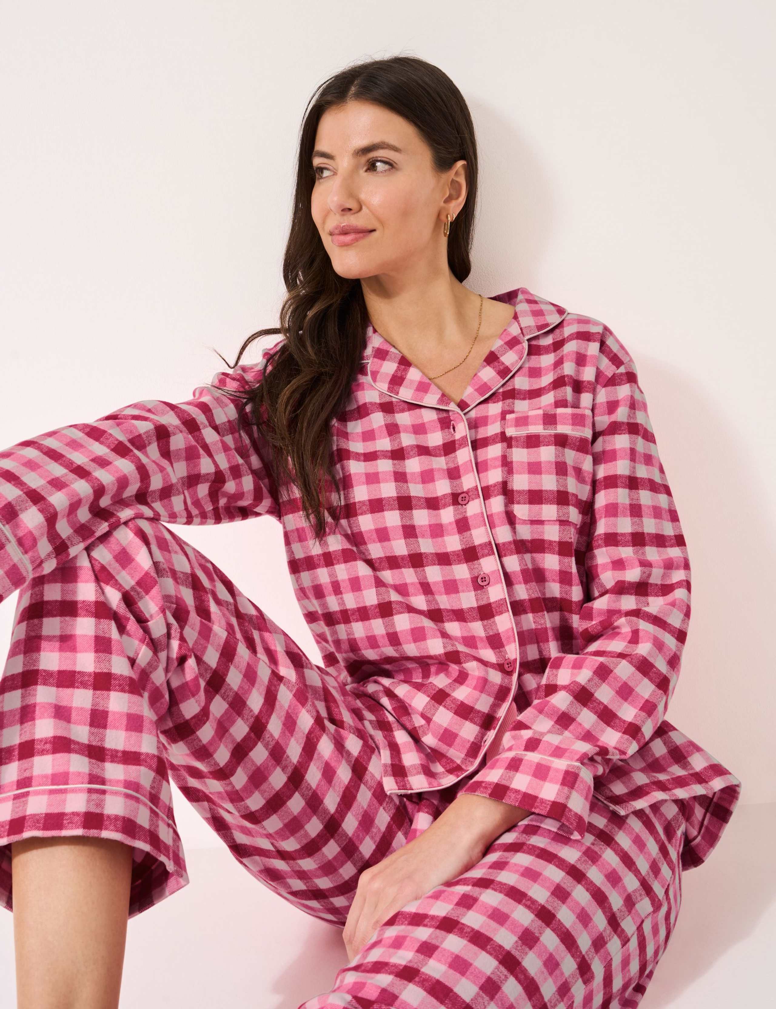 Pure Cotton Flannel Checked Pyjama Set 4 of 5