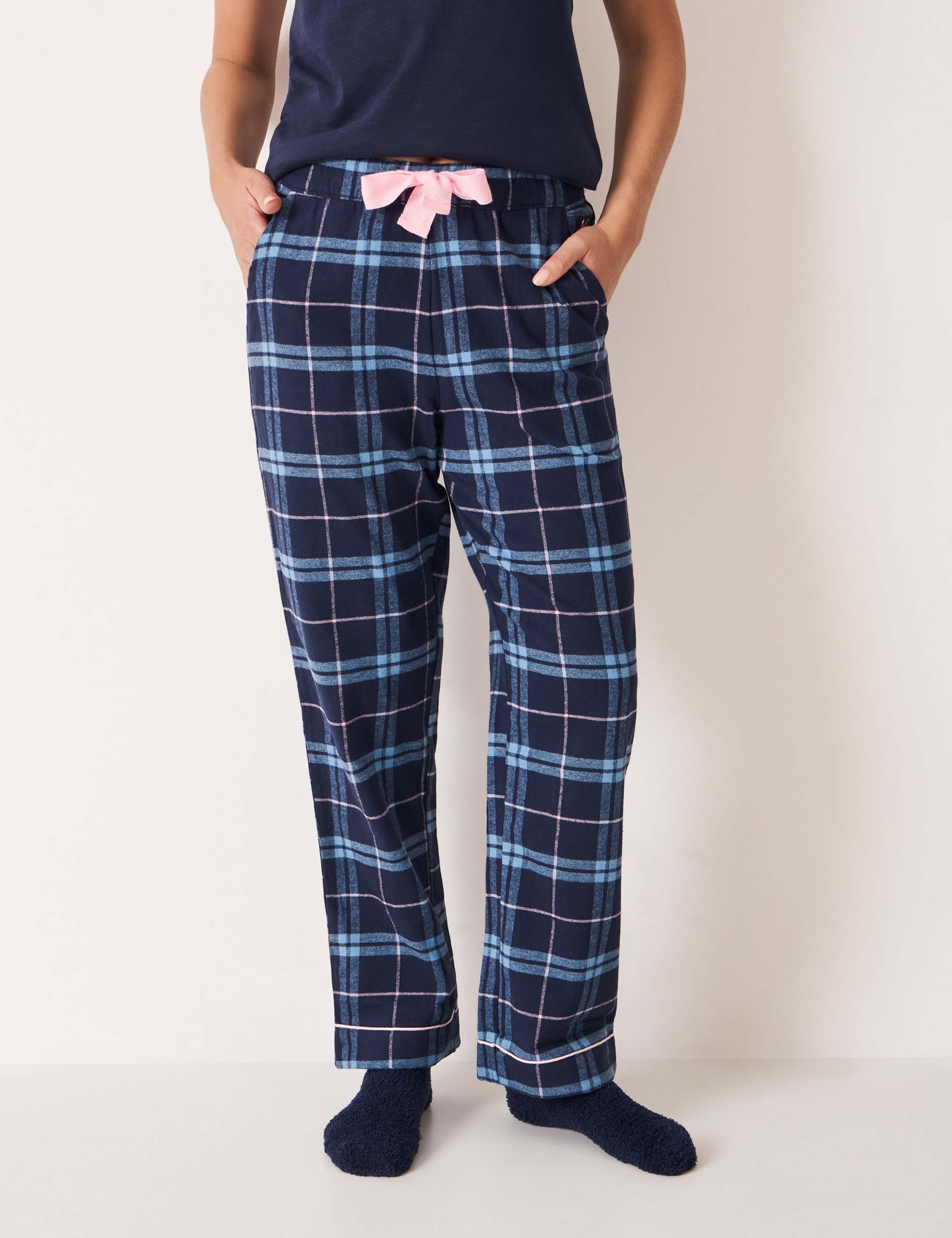 Pure Cotton Flannel Checked Pyjama Bottoms 1 of 5
