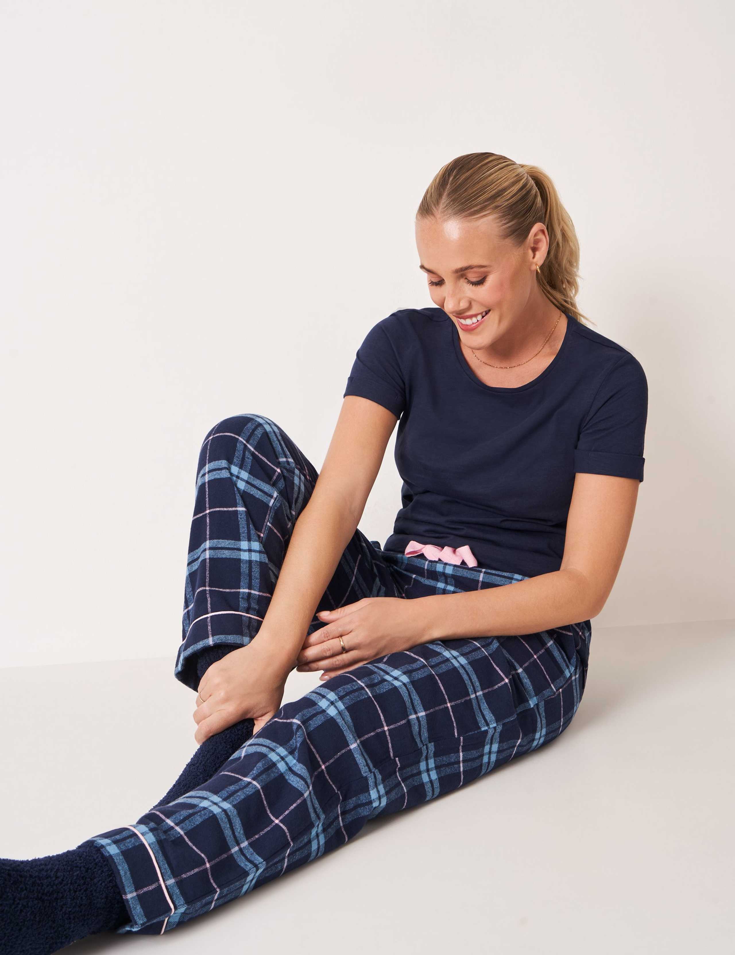 Pure Cotton Flannel Checked Pyjama Bottoms 4 of 5