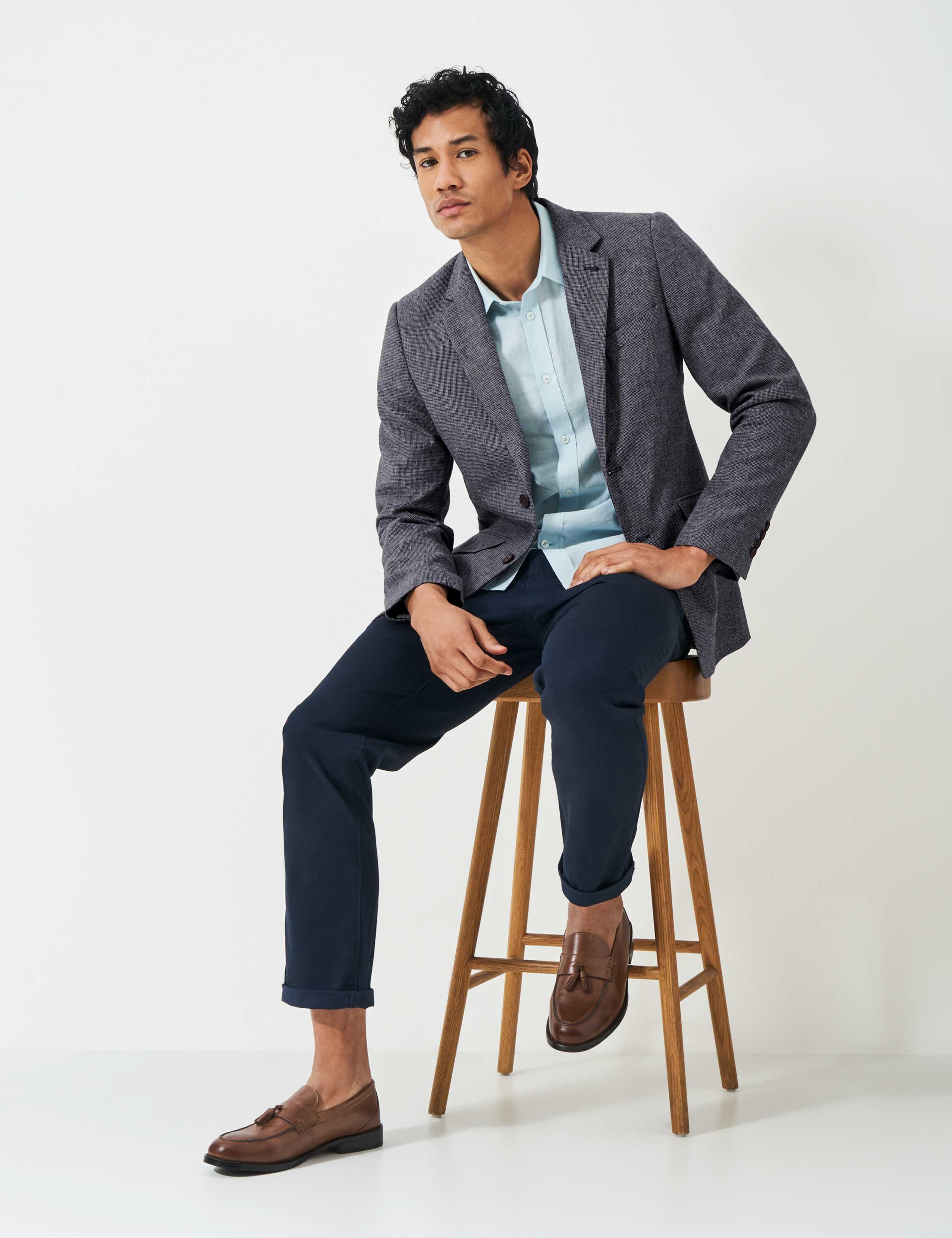 Linen Blend Checked Blazer 3 of 5