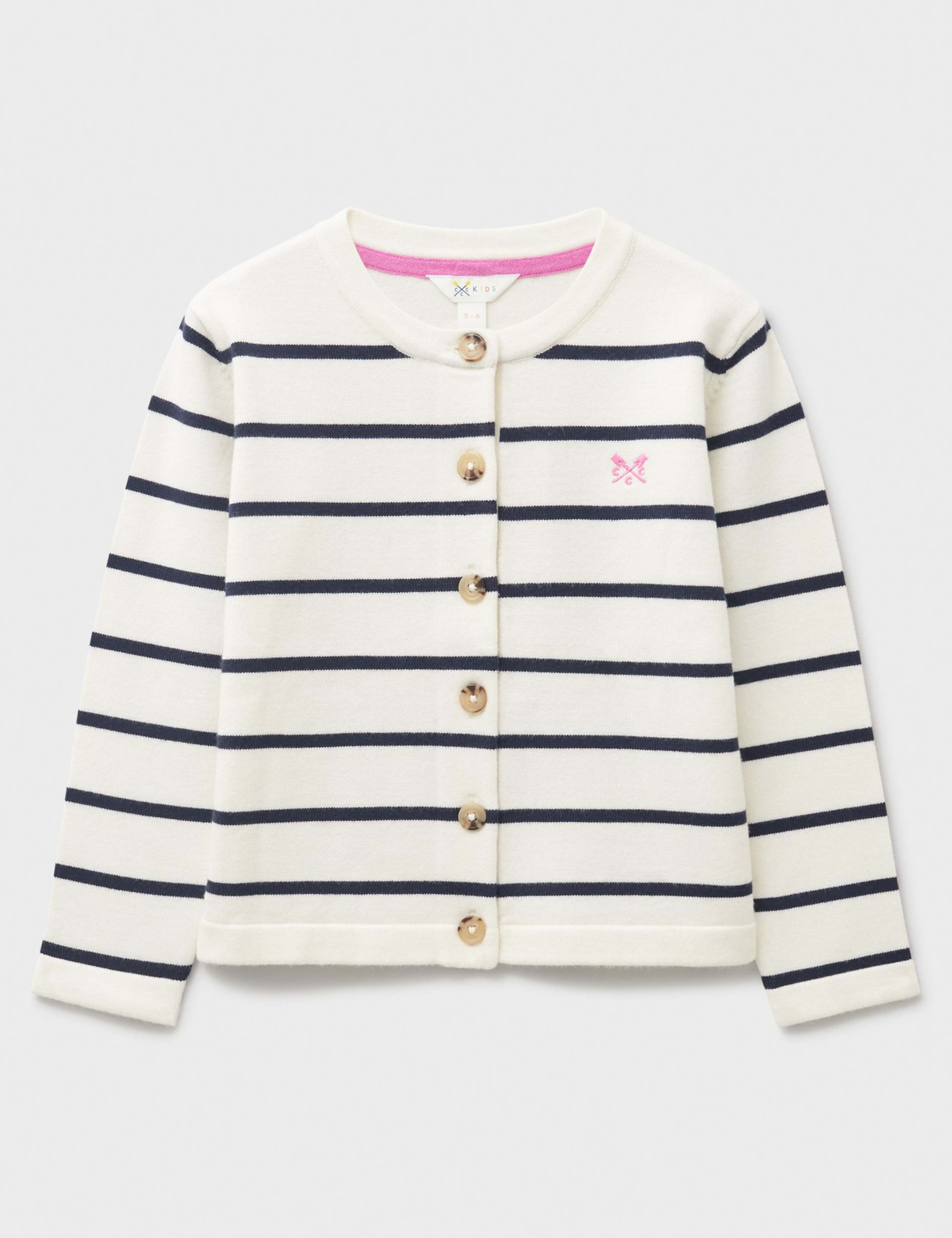 Striped Crew Neck Cardigan (3-12 Yrs) 1 of 3