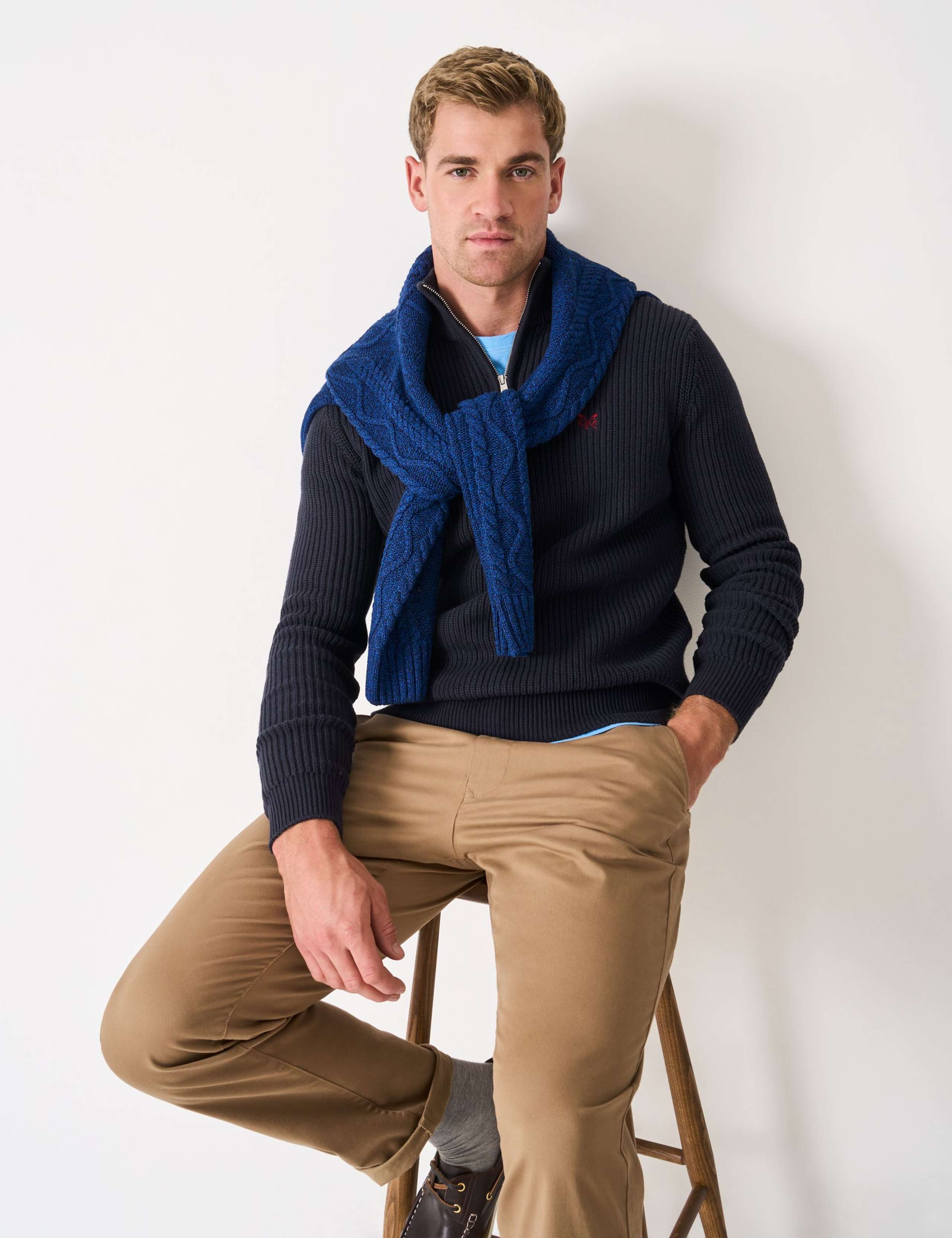 Pure Cotton Ribbed Half Zip Jumper 3 of 5