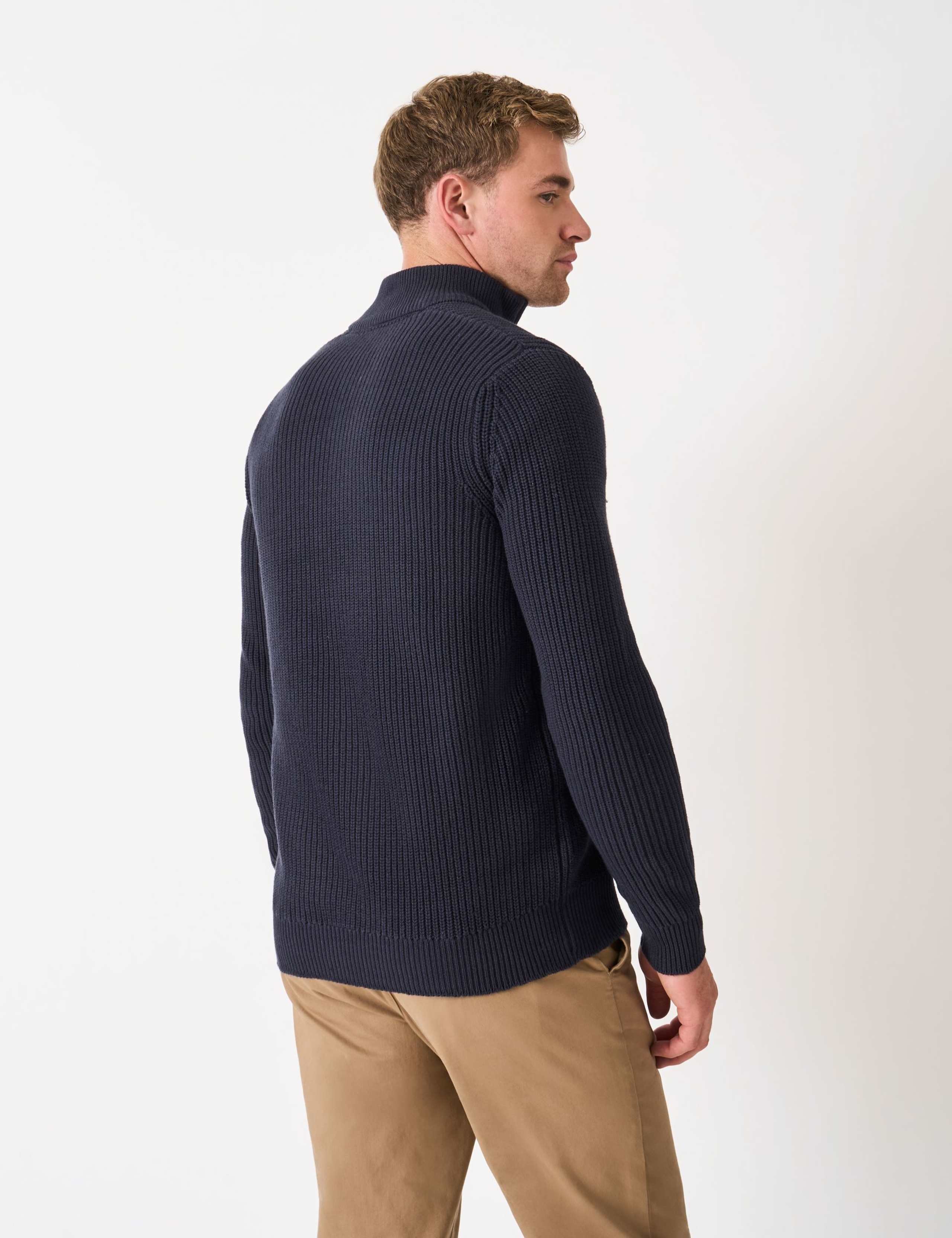 Pure Cotton Ribbed Half Zip Jumper 4 of 5