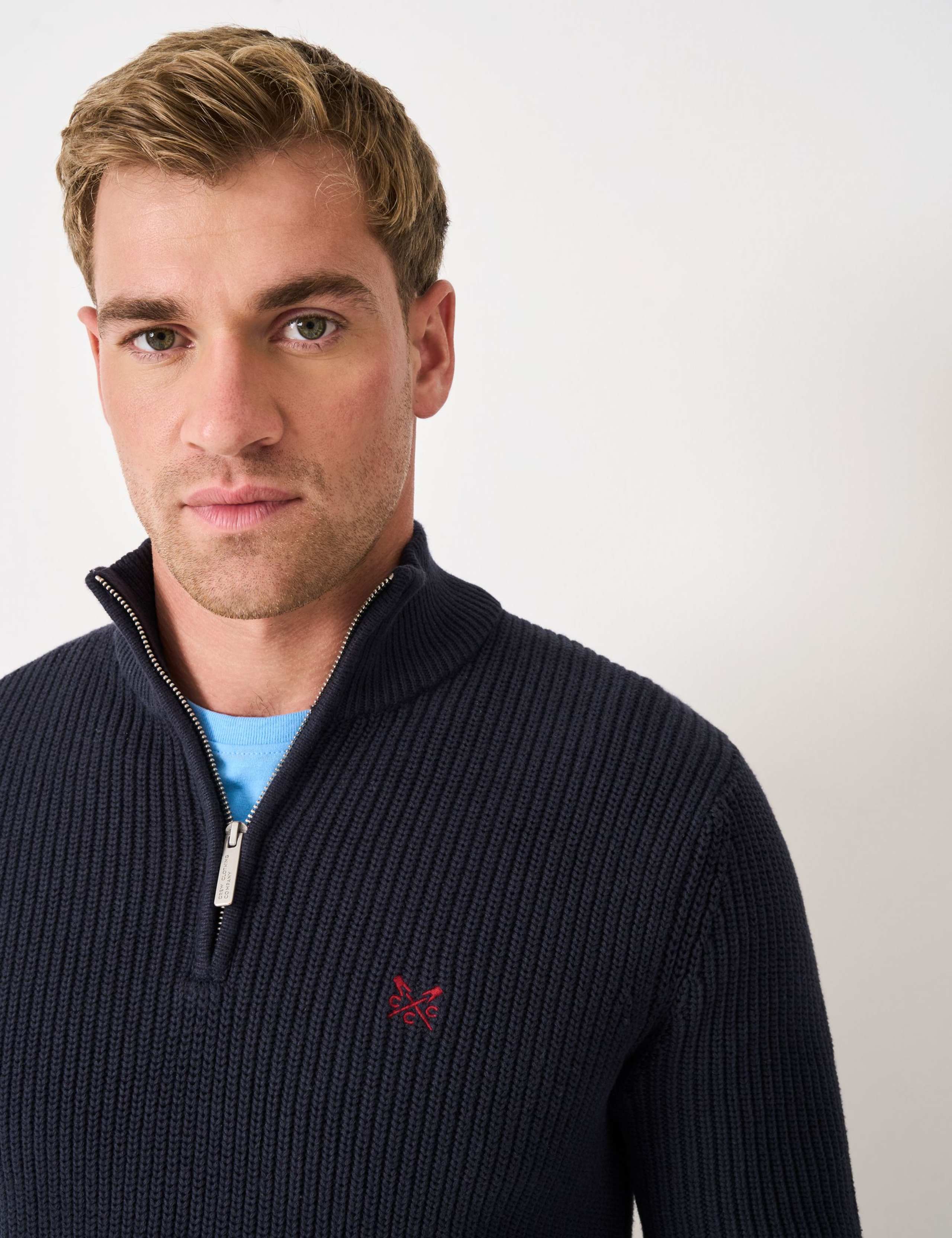Pure Cotton Ribbed Half Zip Jumper 5 of 5