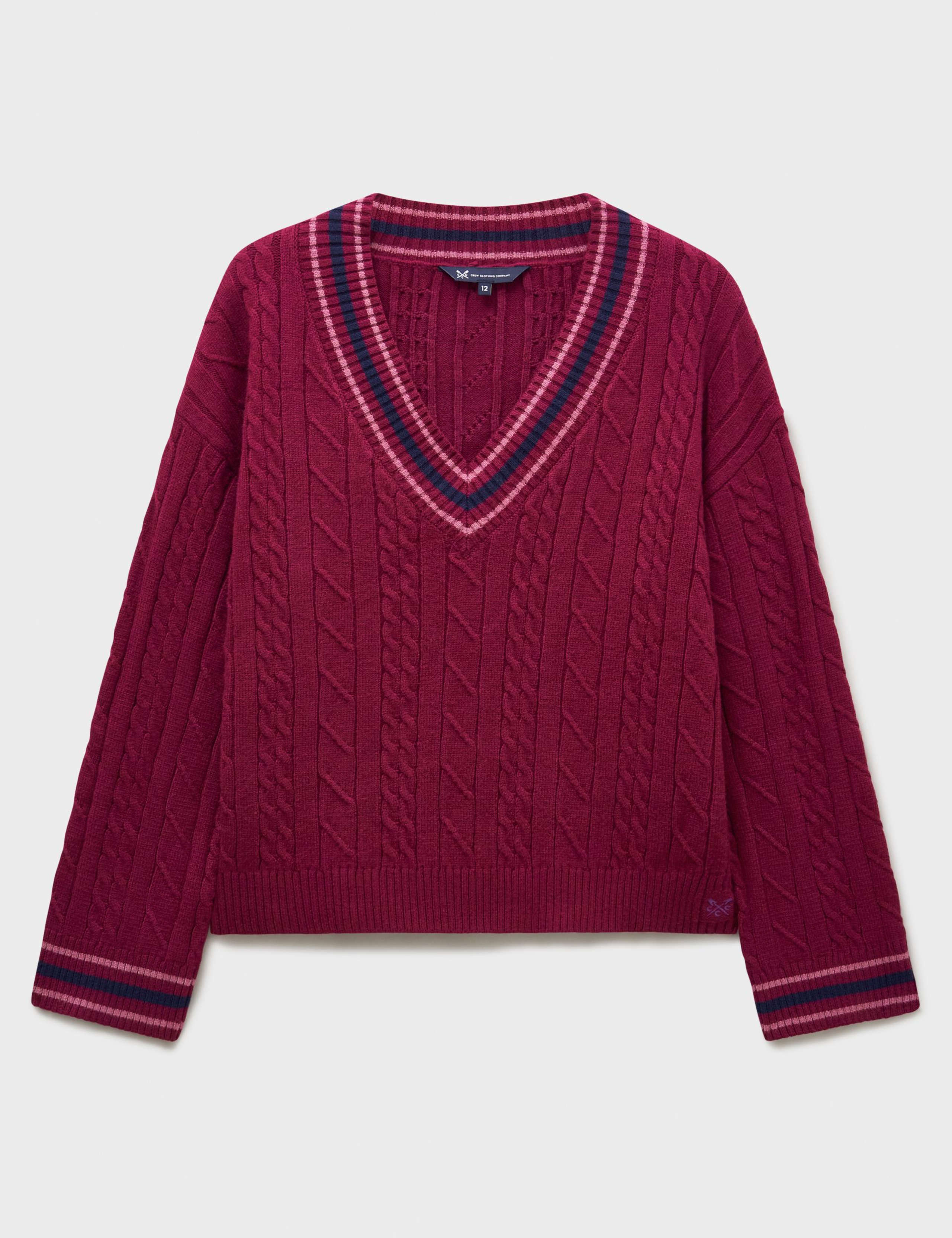 Cable Knit Striped V-Neck Jumper 2 of 5