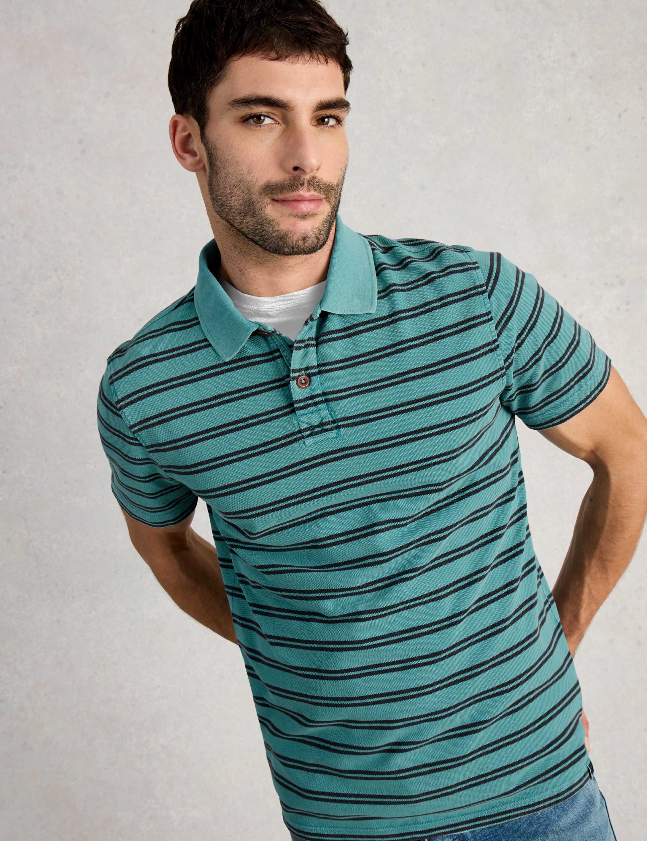 Pure Cotton Striped Polo Shirt 1 of 6