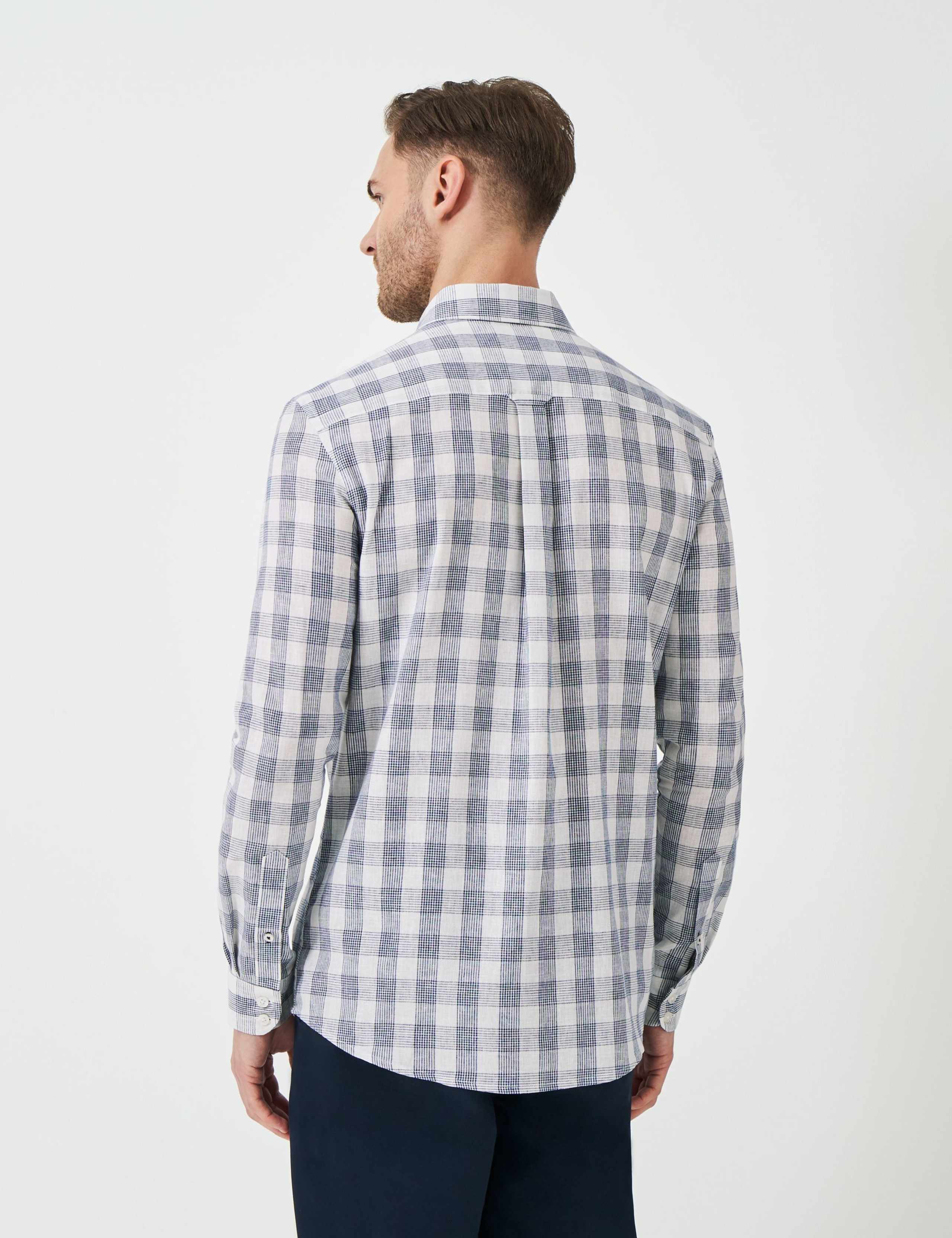 Regular Fit Linen Rich Check Shirt 4 of 5
