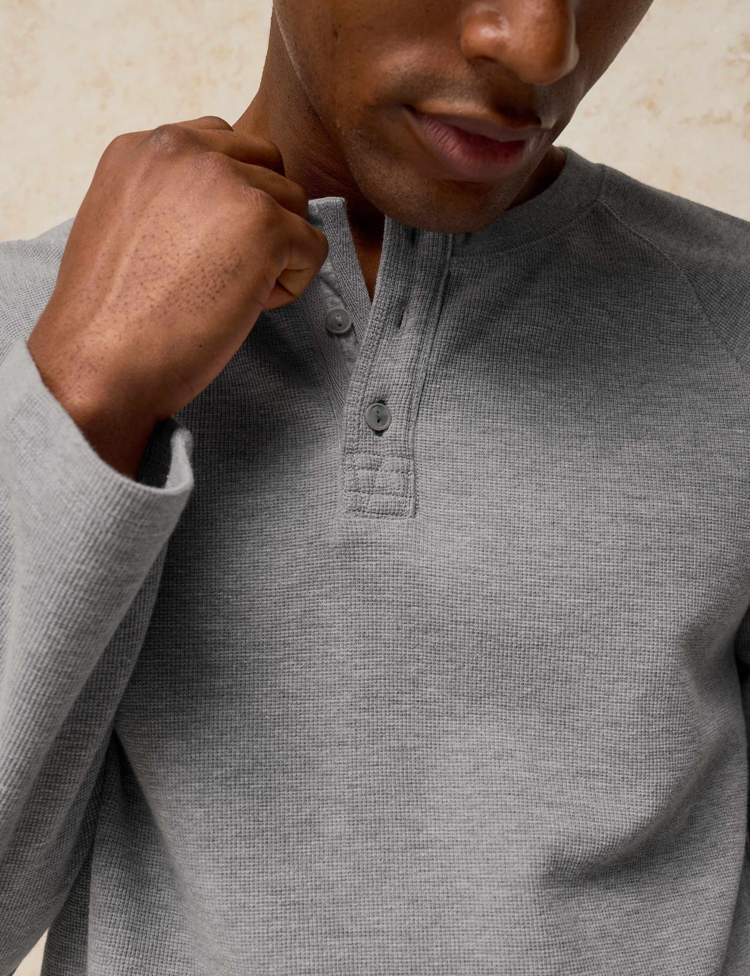 Heton Pure Cotton Henley Loungewear Top 5 of 6