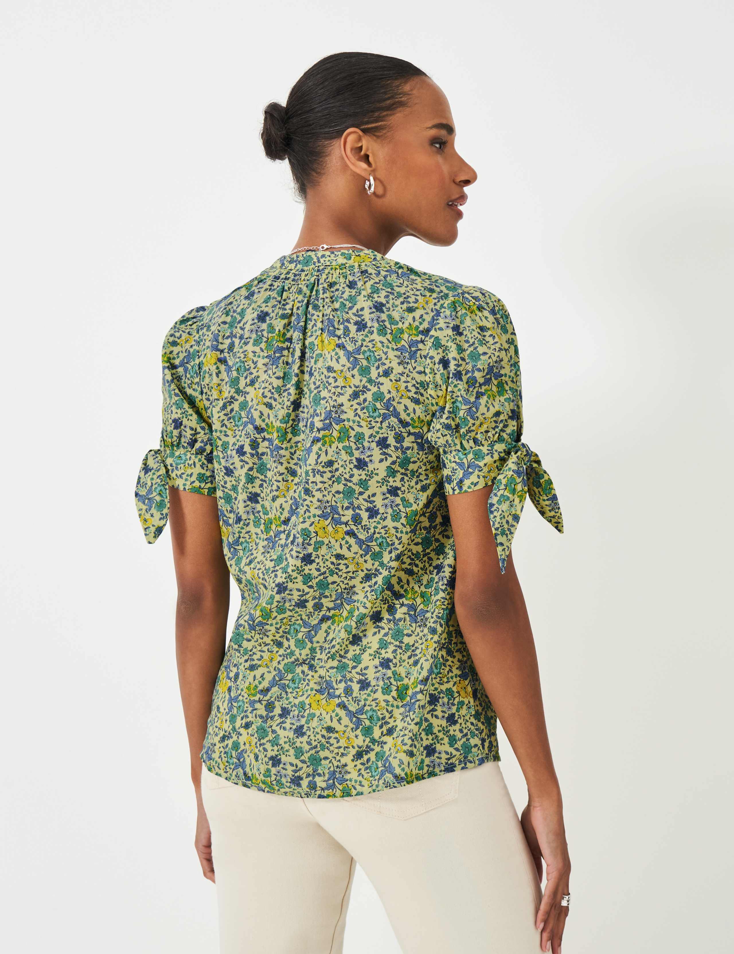 Cotton Rich Floral V-Neck Blouse 3 of 5