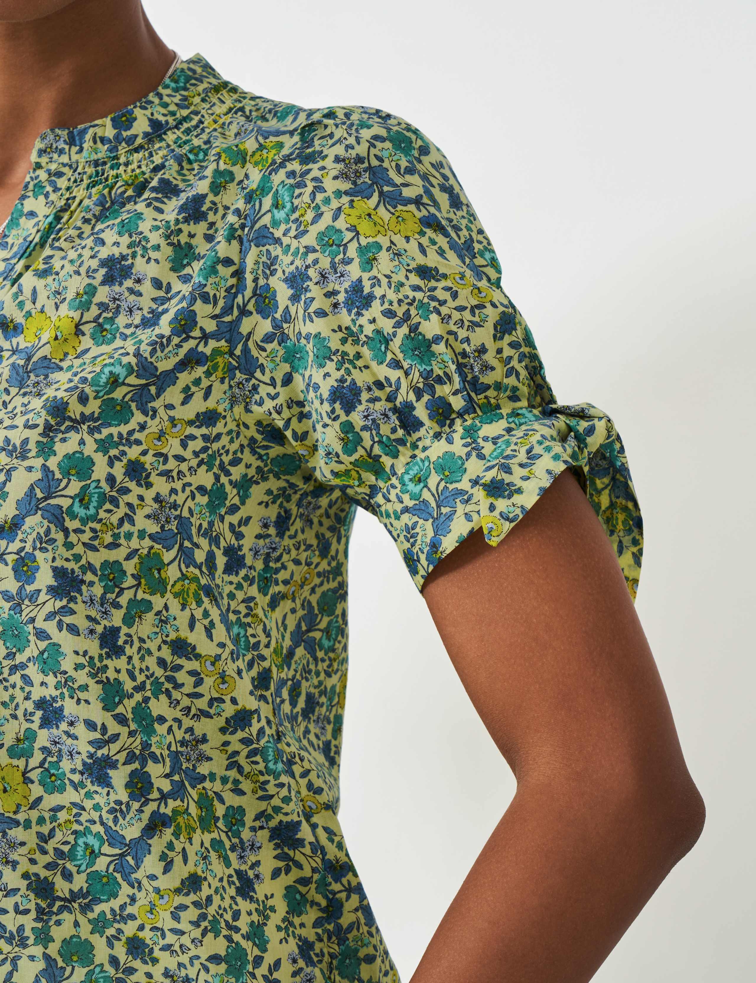 Cotton Rich Floral V-Neck Blouse 4 of 5