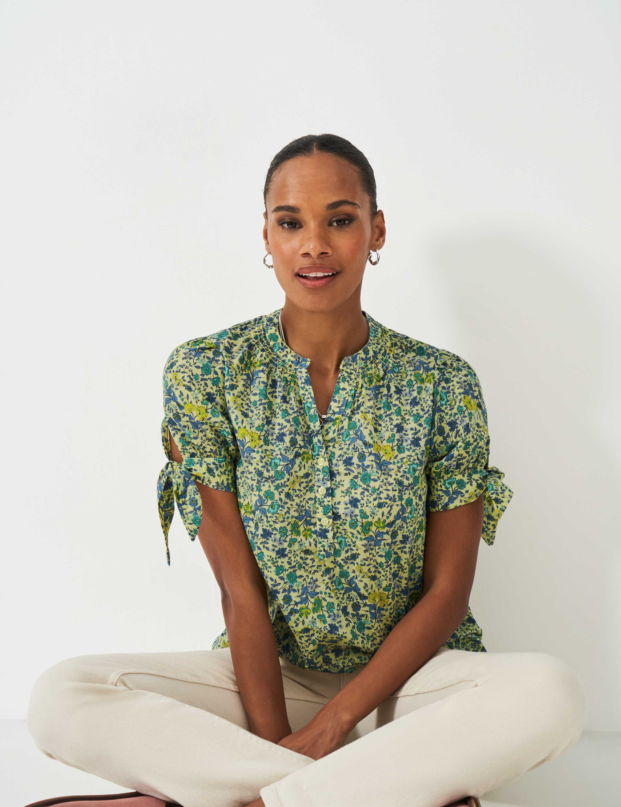 Cotton Rich Floral V-Neck Blouse 5 of 5