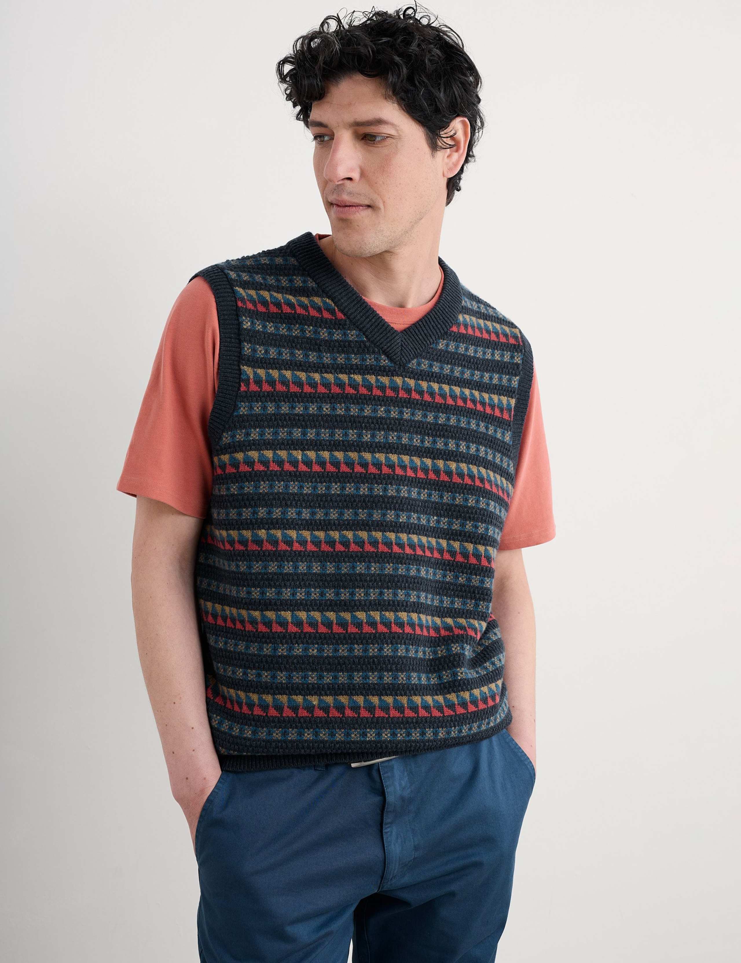 Lambswool Rich Fair Isle V-Neck Vest 3 of 5