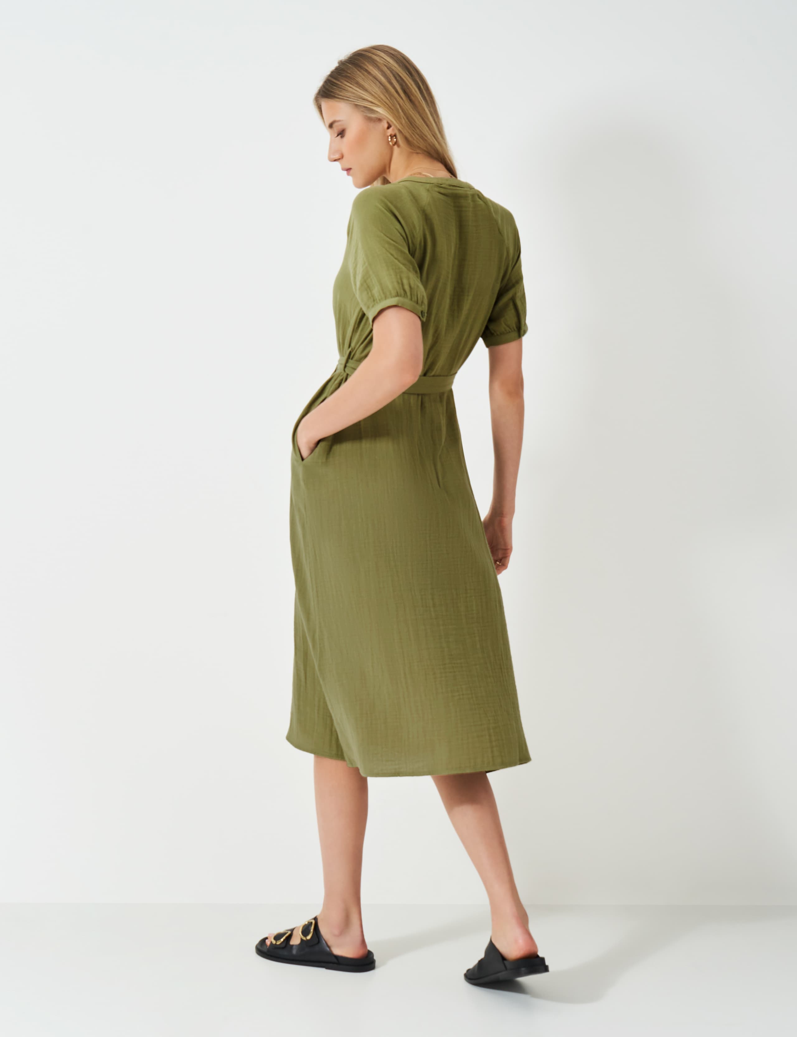 Pure Cotton V-Neck Midaxi Shirt Dress 3 of 5