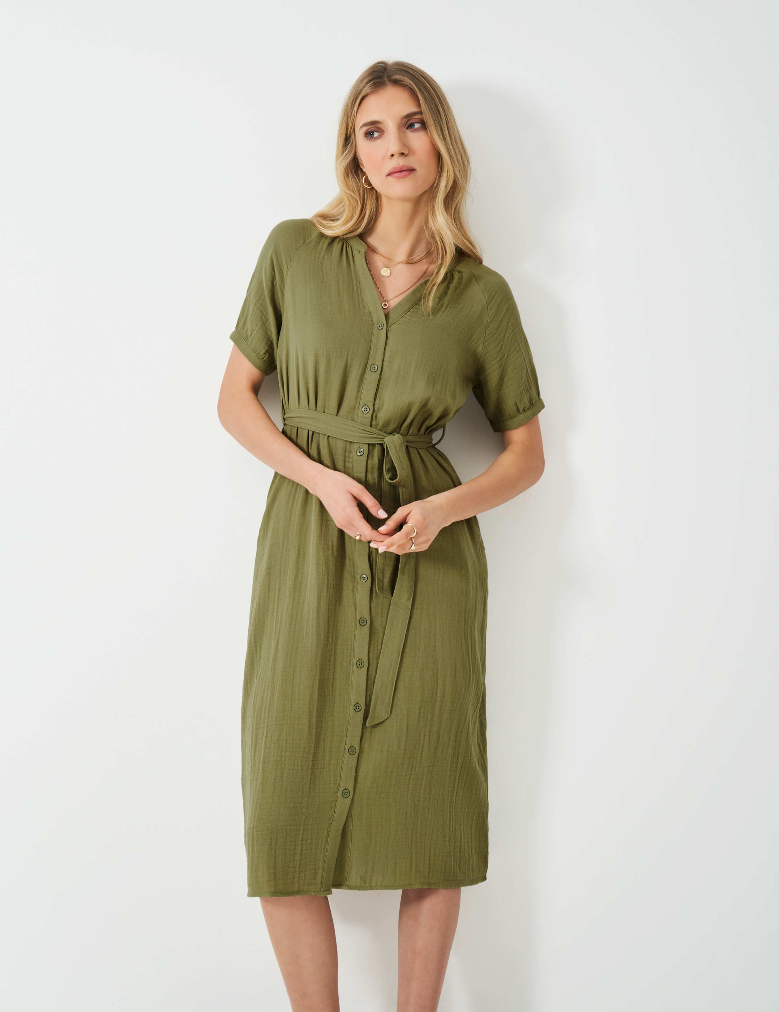 Pure Cotton V-Neck Midaxi Shirt Dress 4 of 5