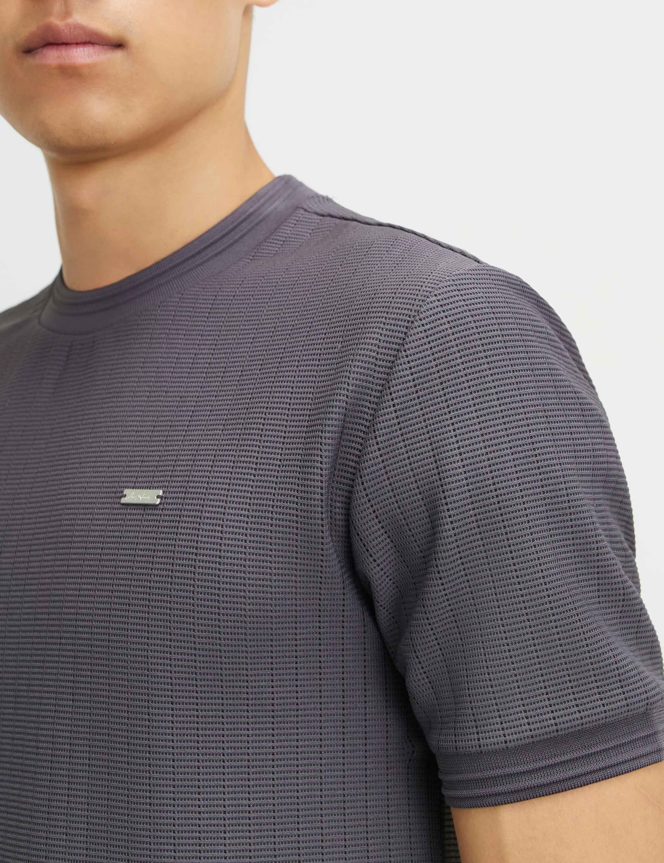 Slim Fit Textured Short Sleeve T-Shirt 3 of 6