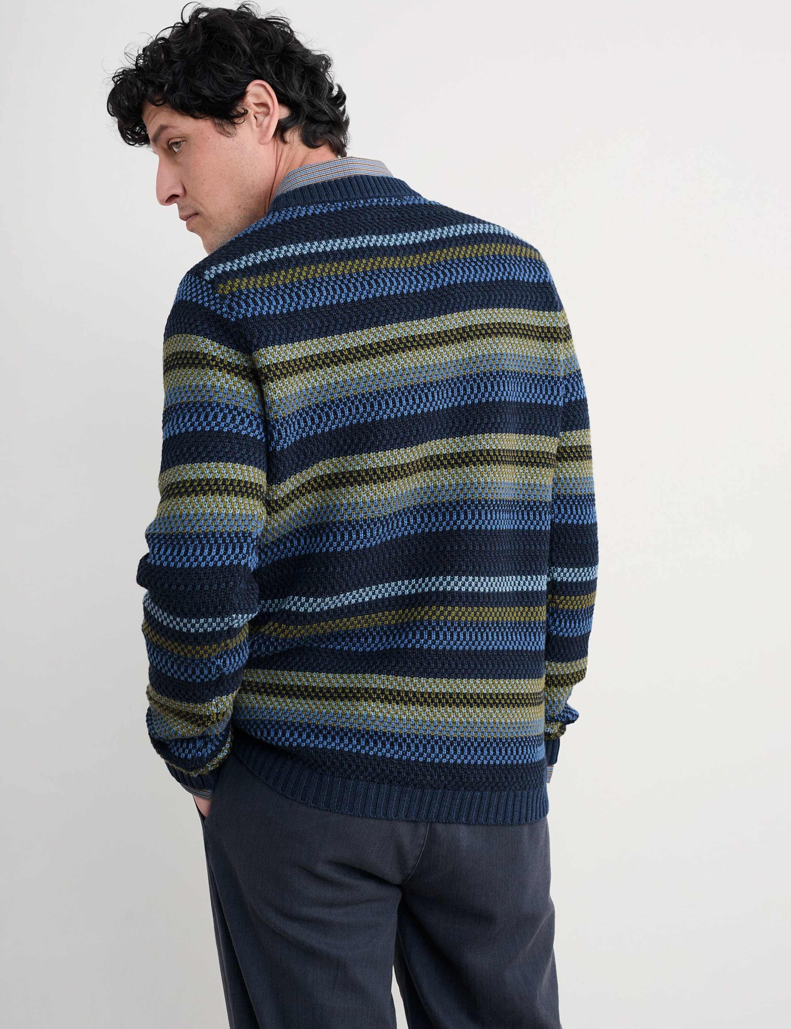 Pure Cotton Striped Crew Neck Jumpers 4 of 5