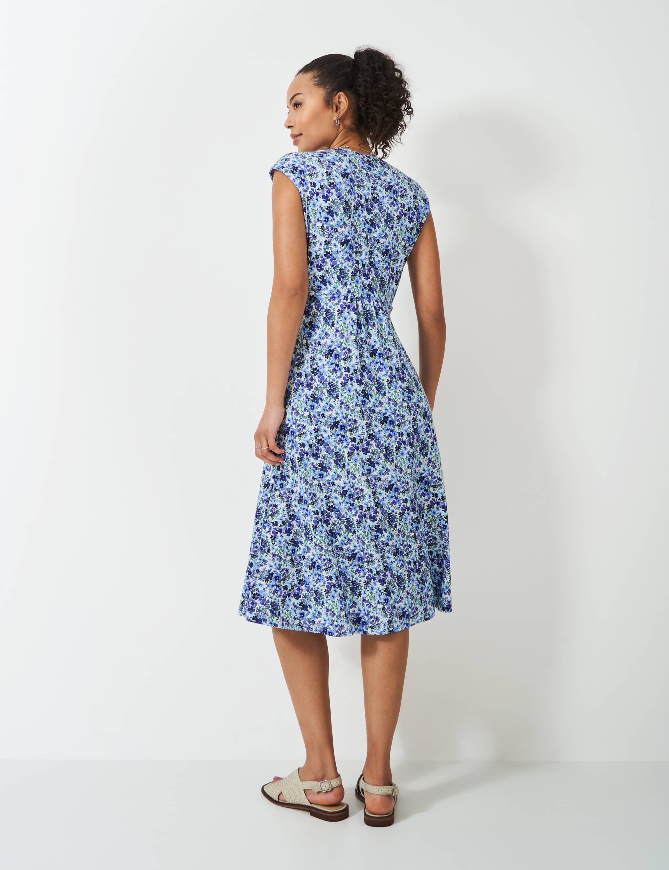 Jersey Floral V-Neck Midi Tea Dress 4 of 5