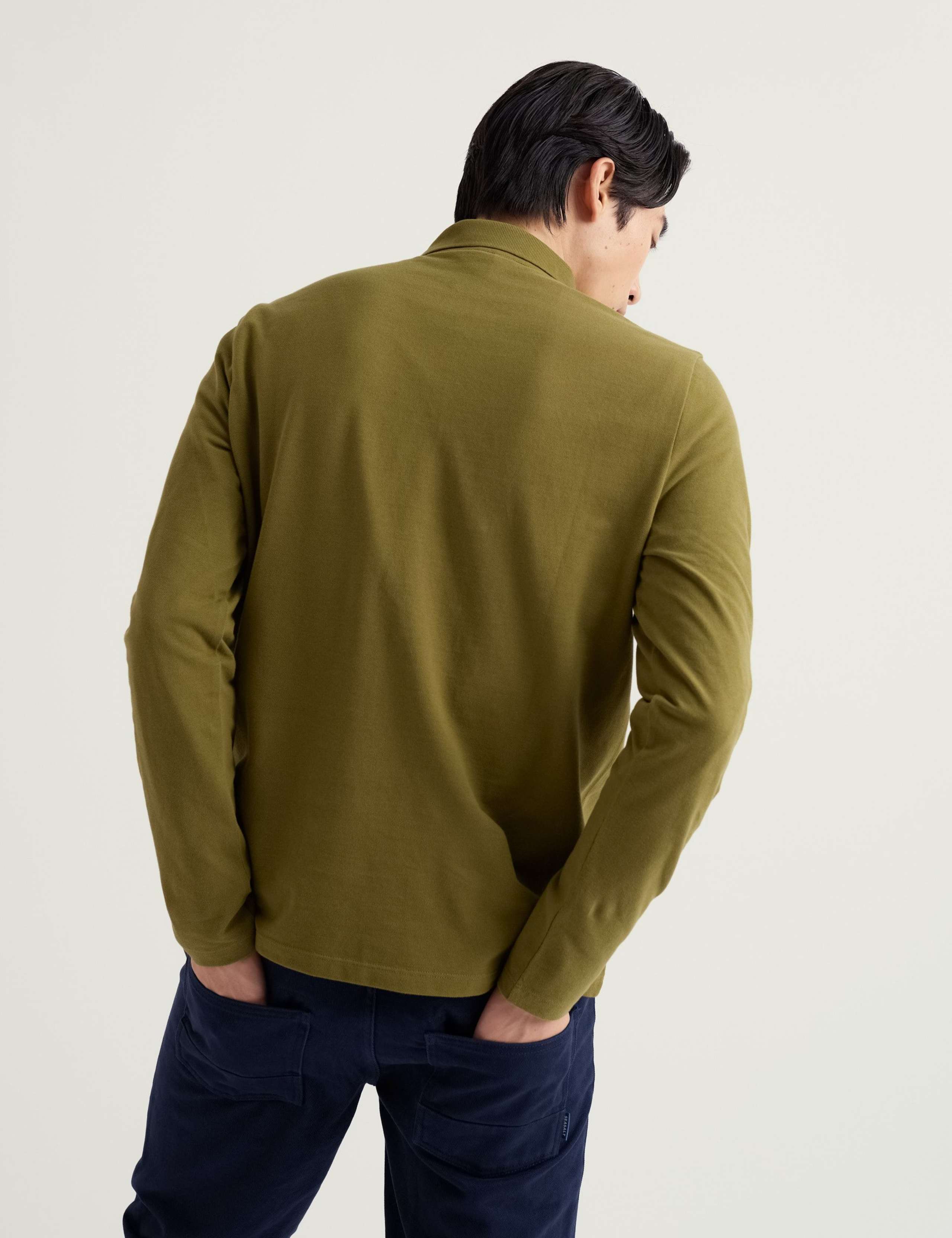 Pure Cotton Pique Long Sleeve Polo Shirt 4 of 5