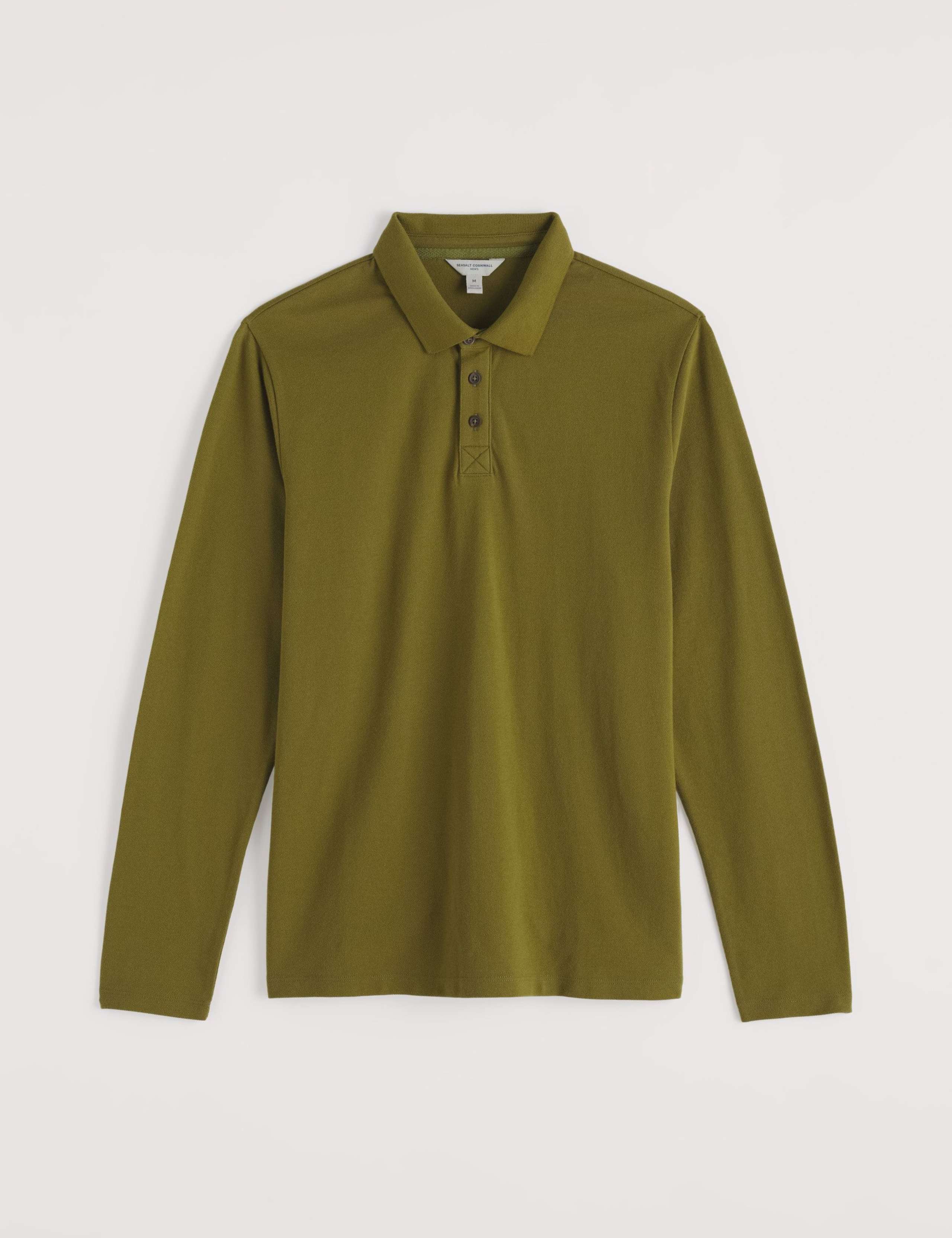 Pure Cotton Pique Long Sleeve Polo Shirt 2 of 5