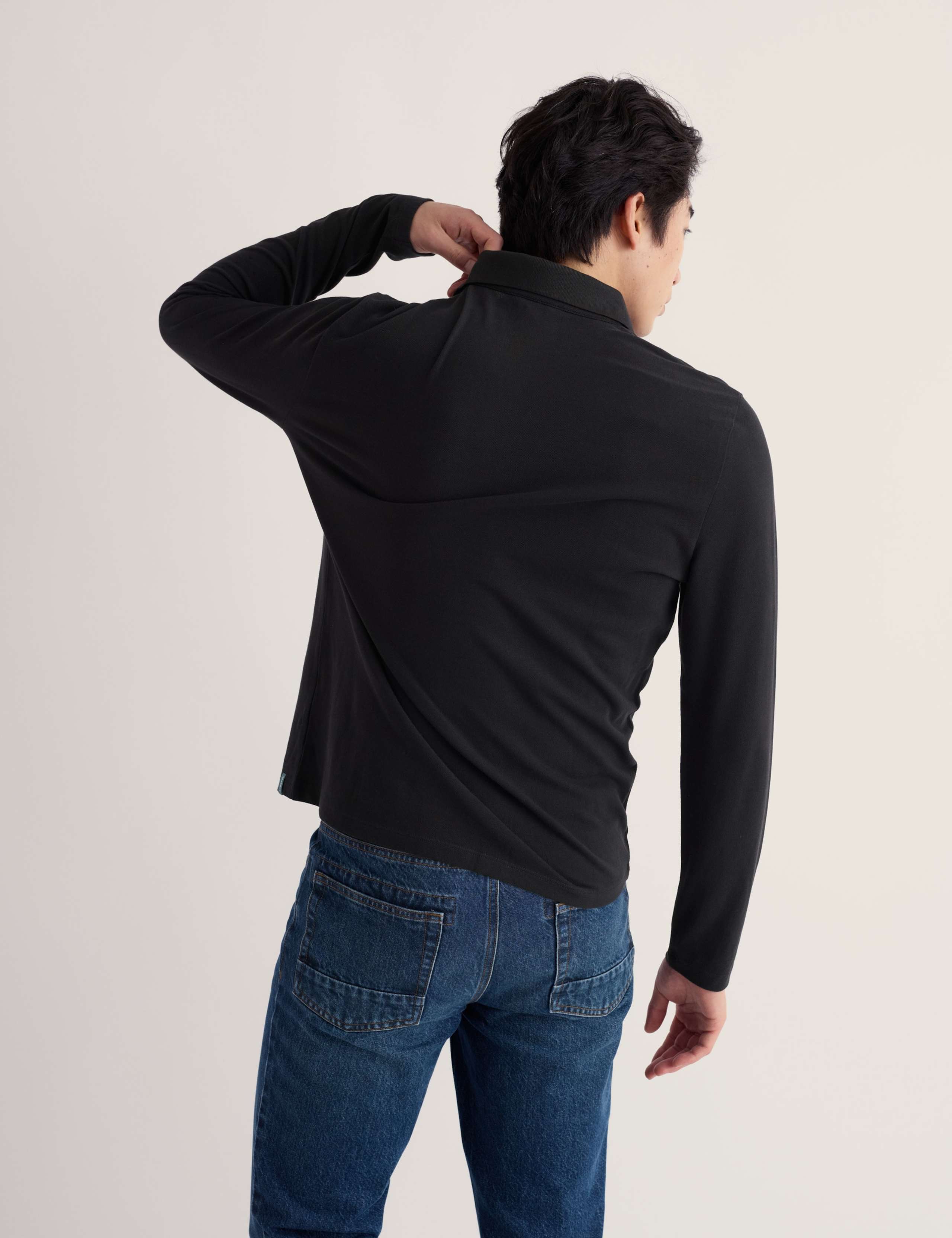 Pure Cotton Pique Long Sleeve Polo Shirt 3 of 5