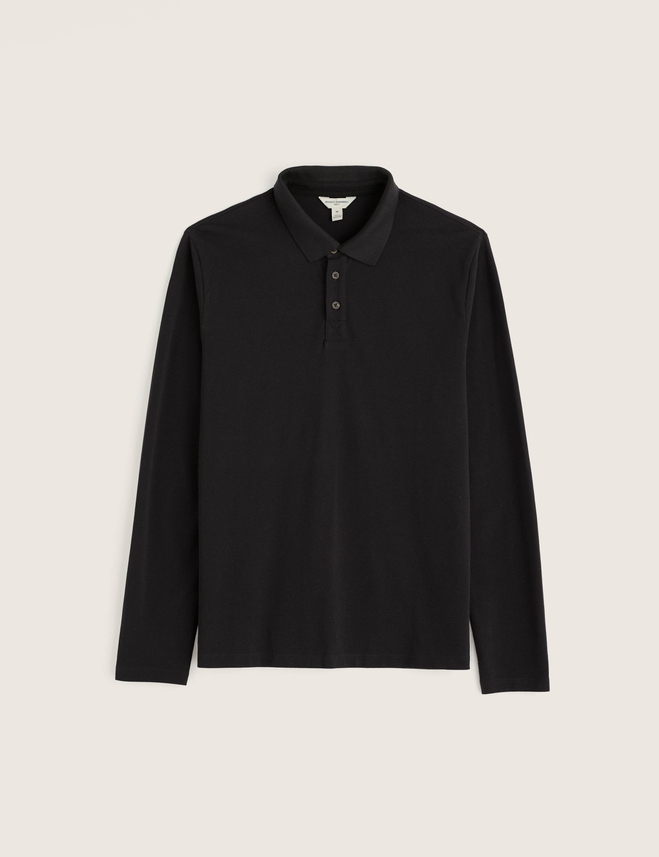Pure Cotton Pique Long Sleeve Polo Shirt 2 of 5