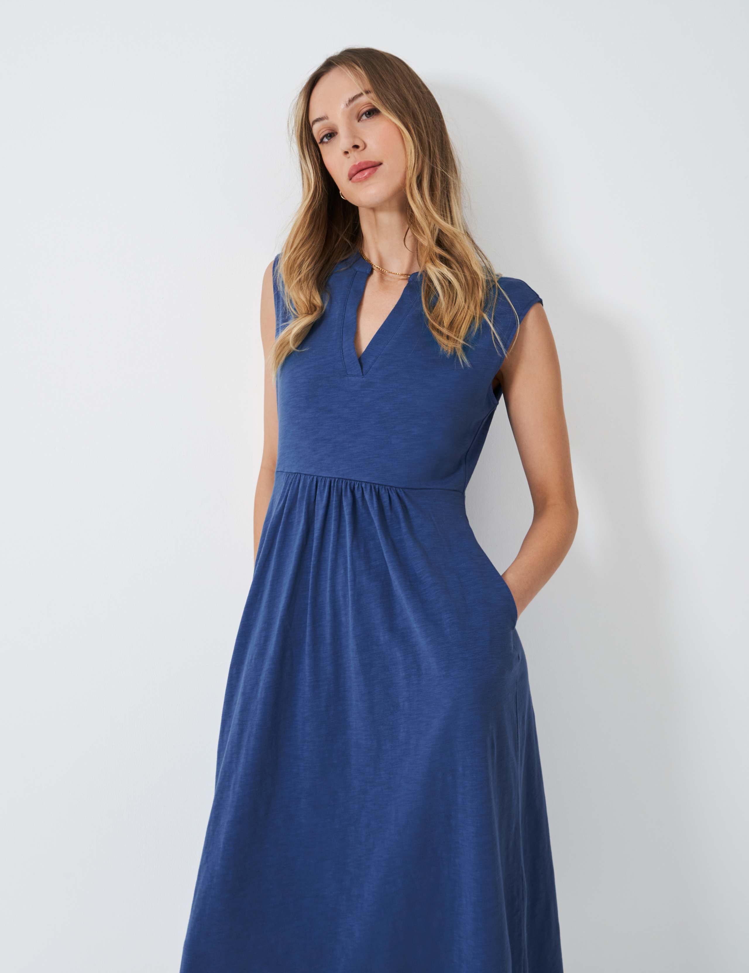 Jersey V-Neck Midi Waisted Dress 3 of 5