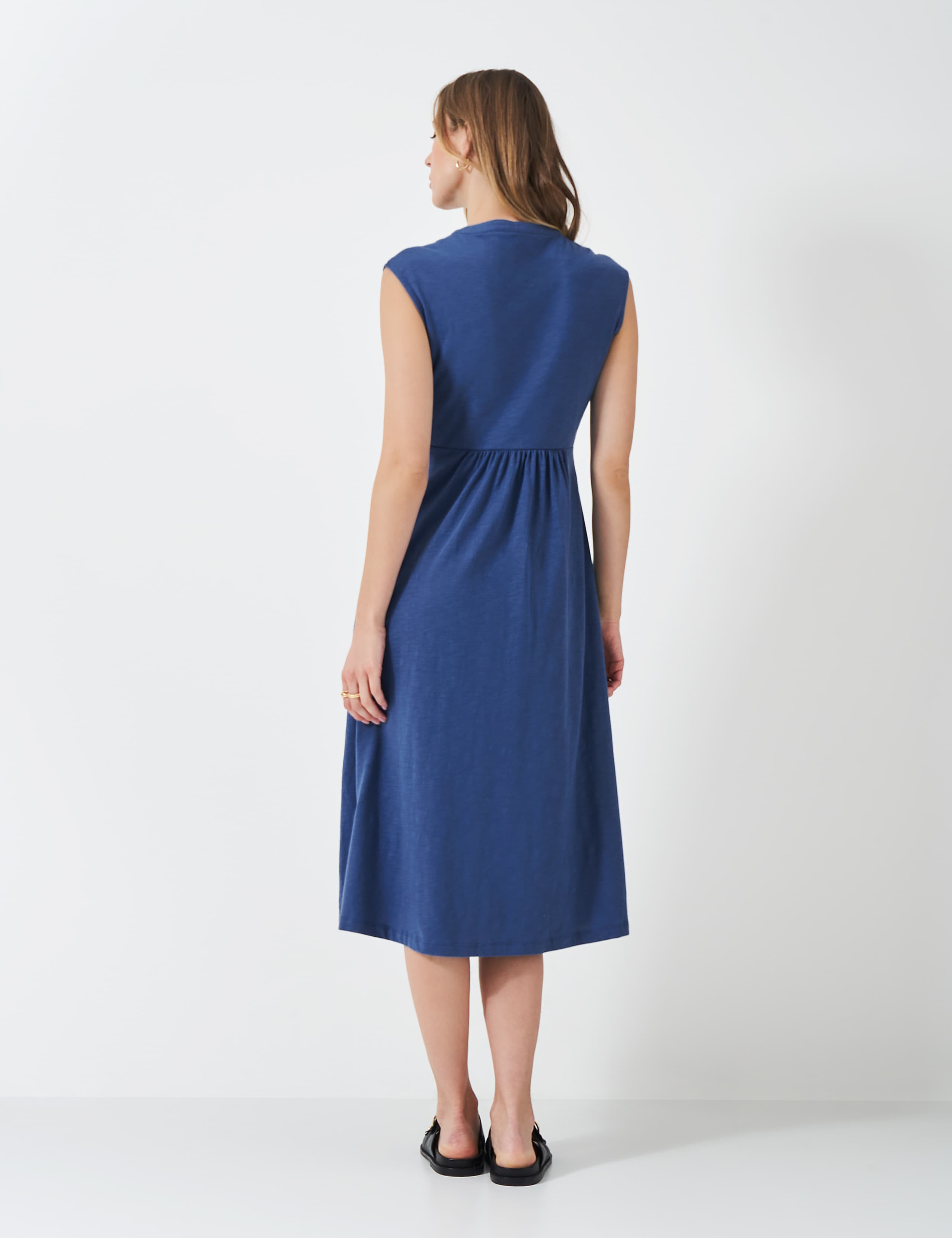 Jersey V-Neck Midi Waisted Dress 4 of 5