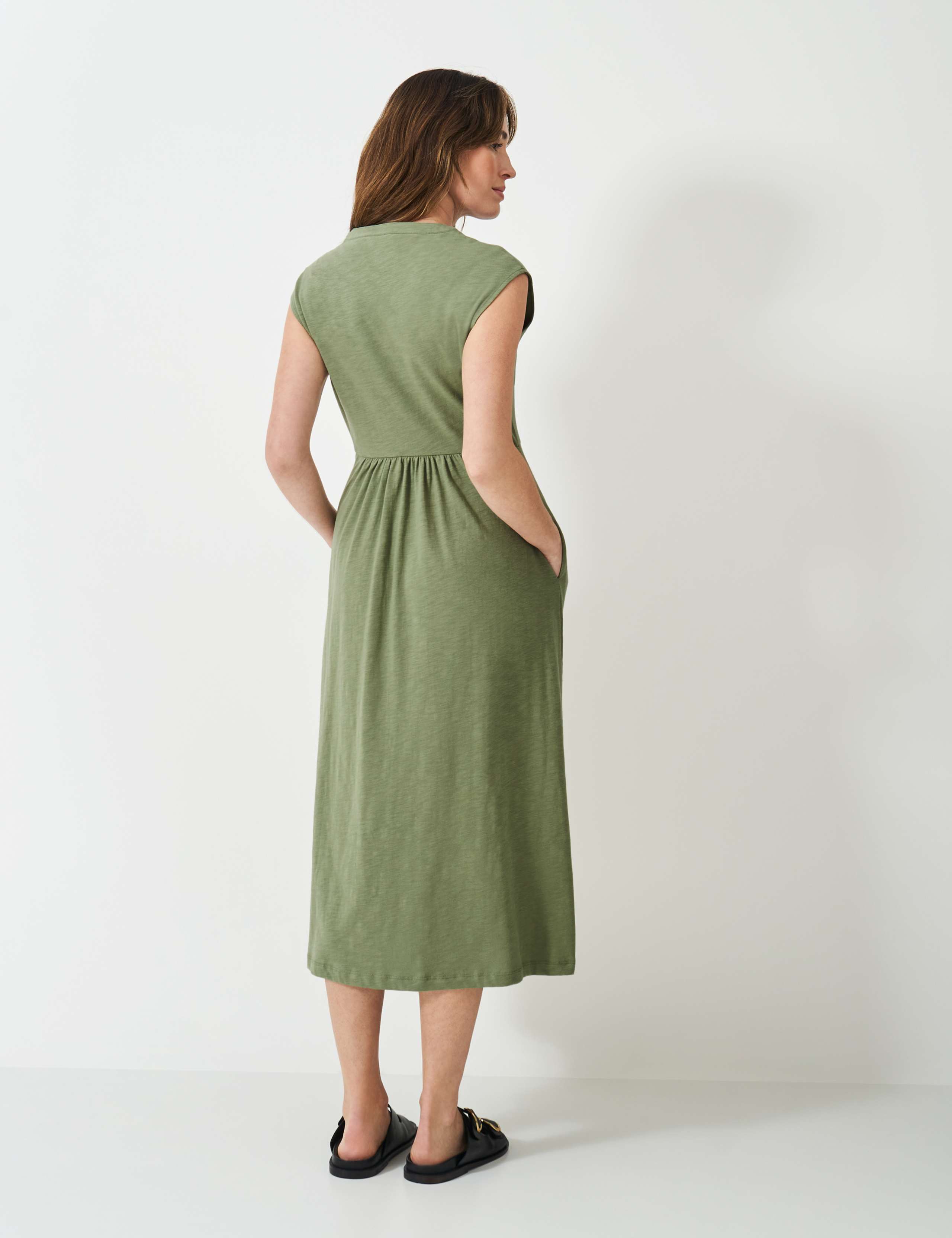 Jersey V-Neck Midi Waisted Dress 4 of 5