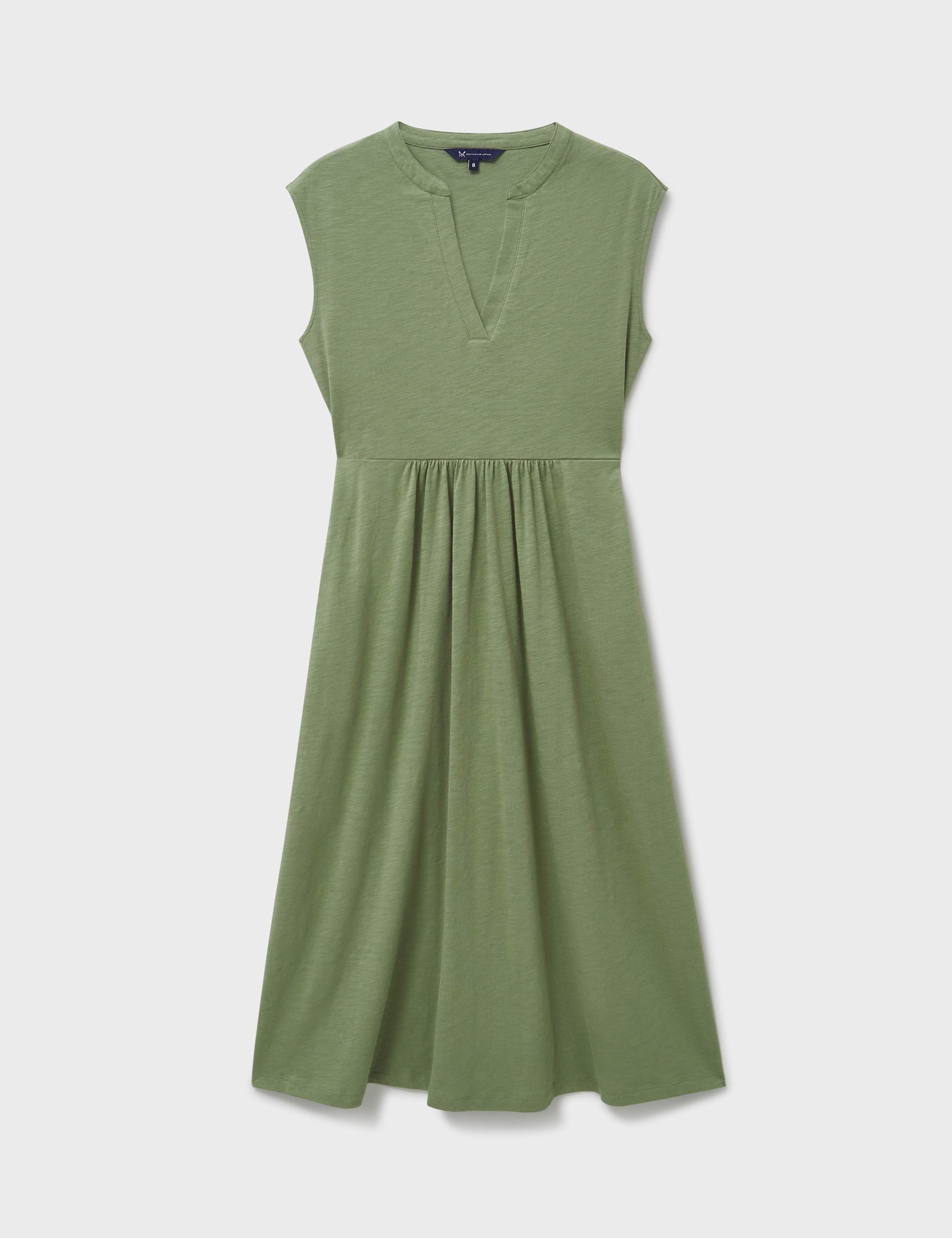 Jersey V-Neck Midi Waisted Dress 2 of 5
