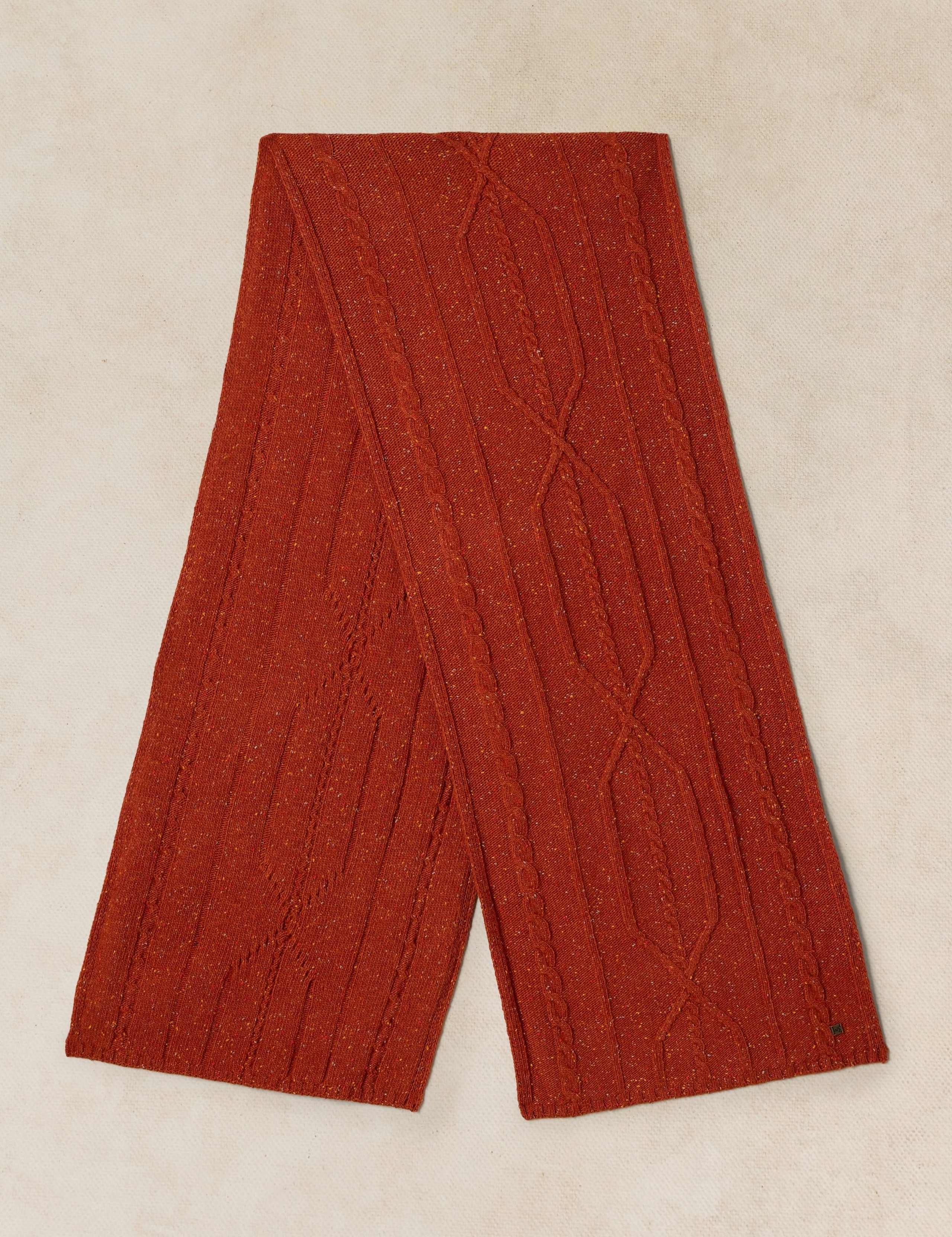 Lambswool Rich Nep Cable Knitted Scarf 2 of 3