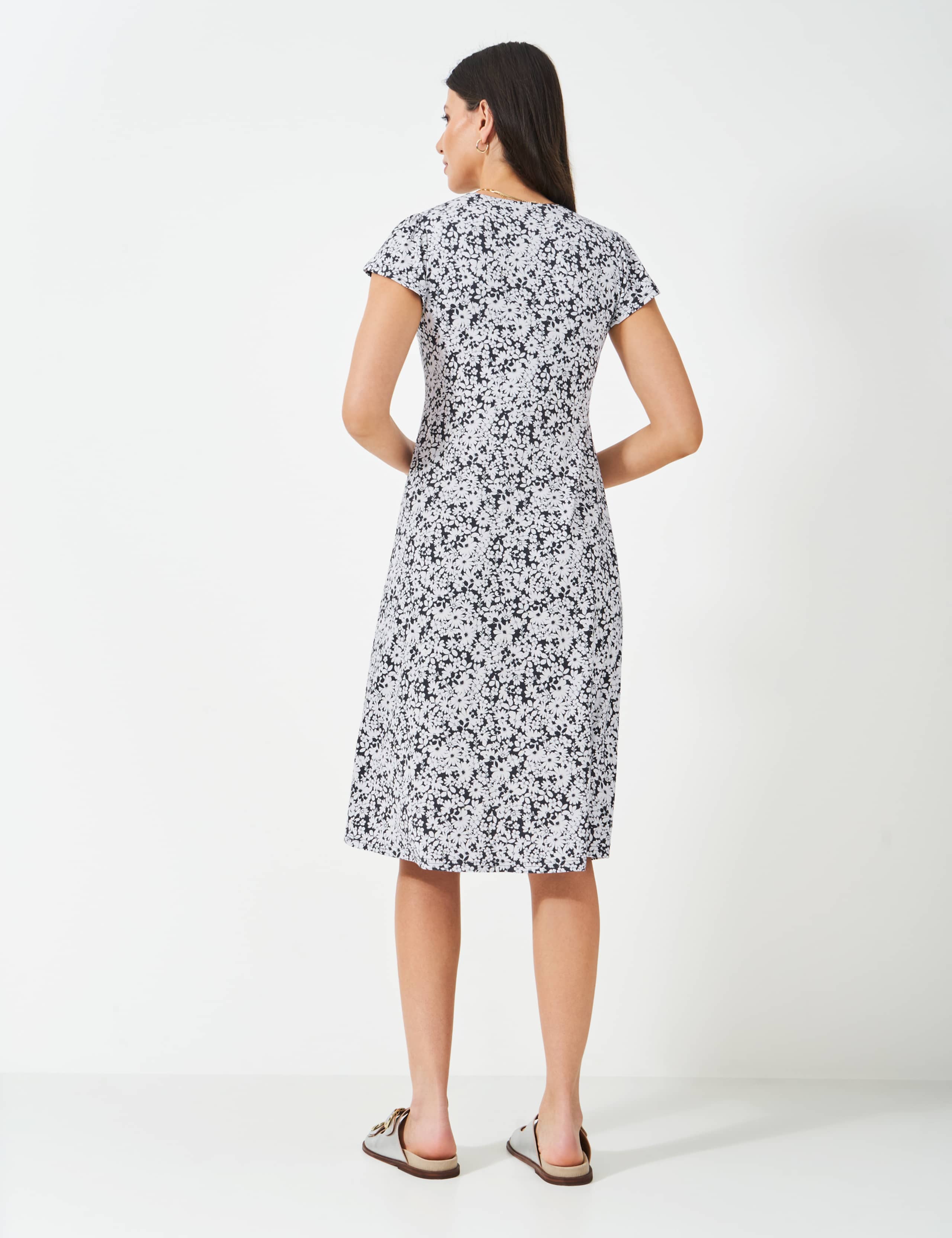 Jersey Floral V-Neck Midi Tea Dress 4 of 5