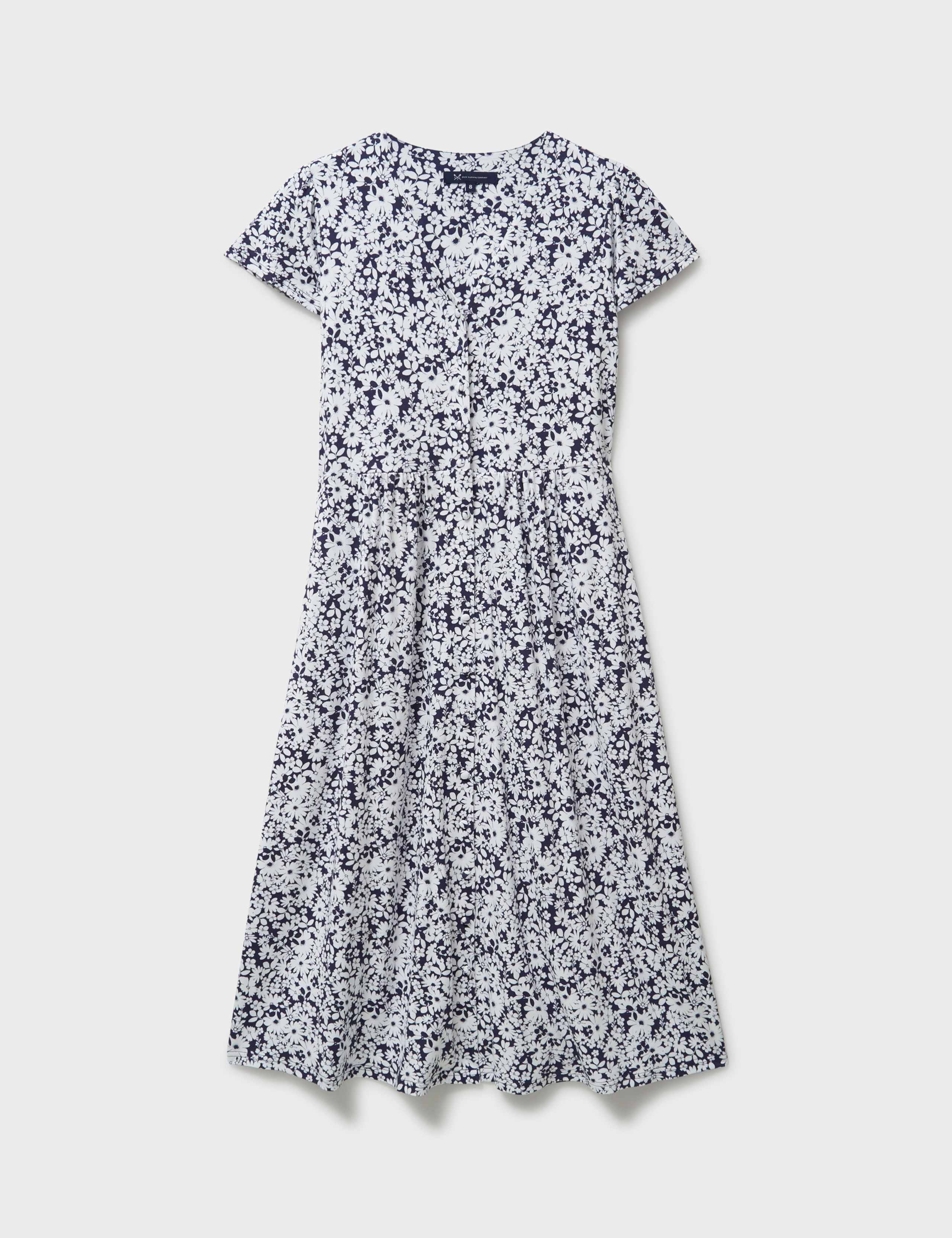 Jersey Floral V-Neck Midi Tea Dress 2 of 5