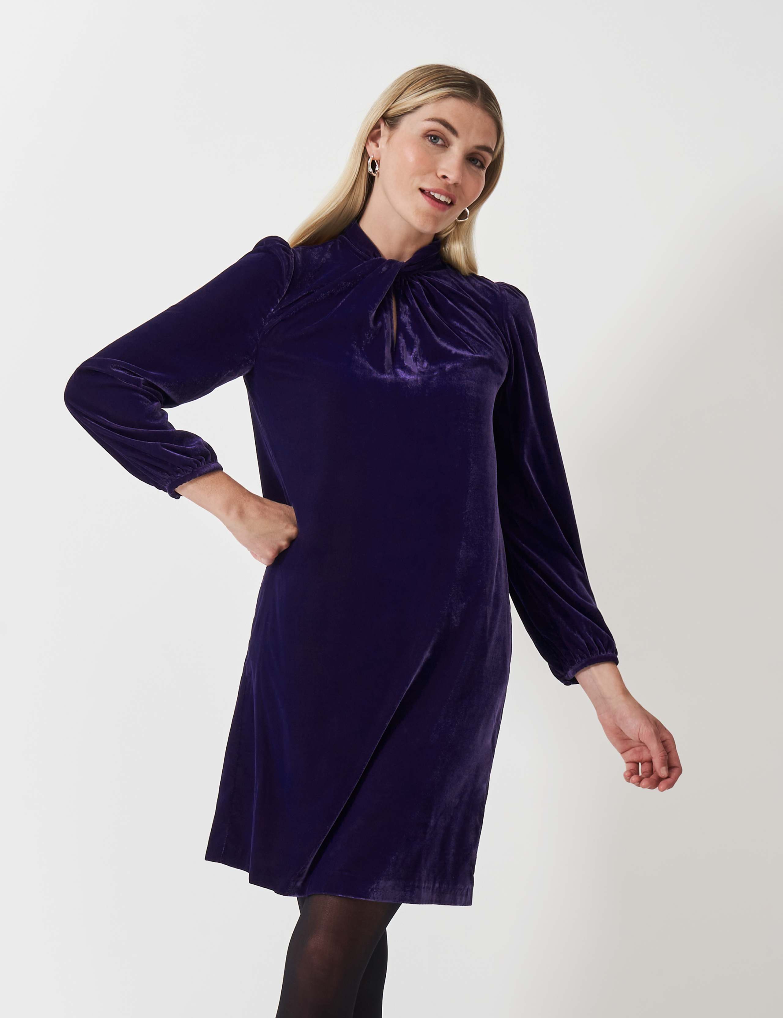 Velvet Twist Front Shift Dress 3 of 5