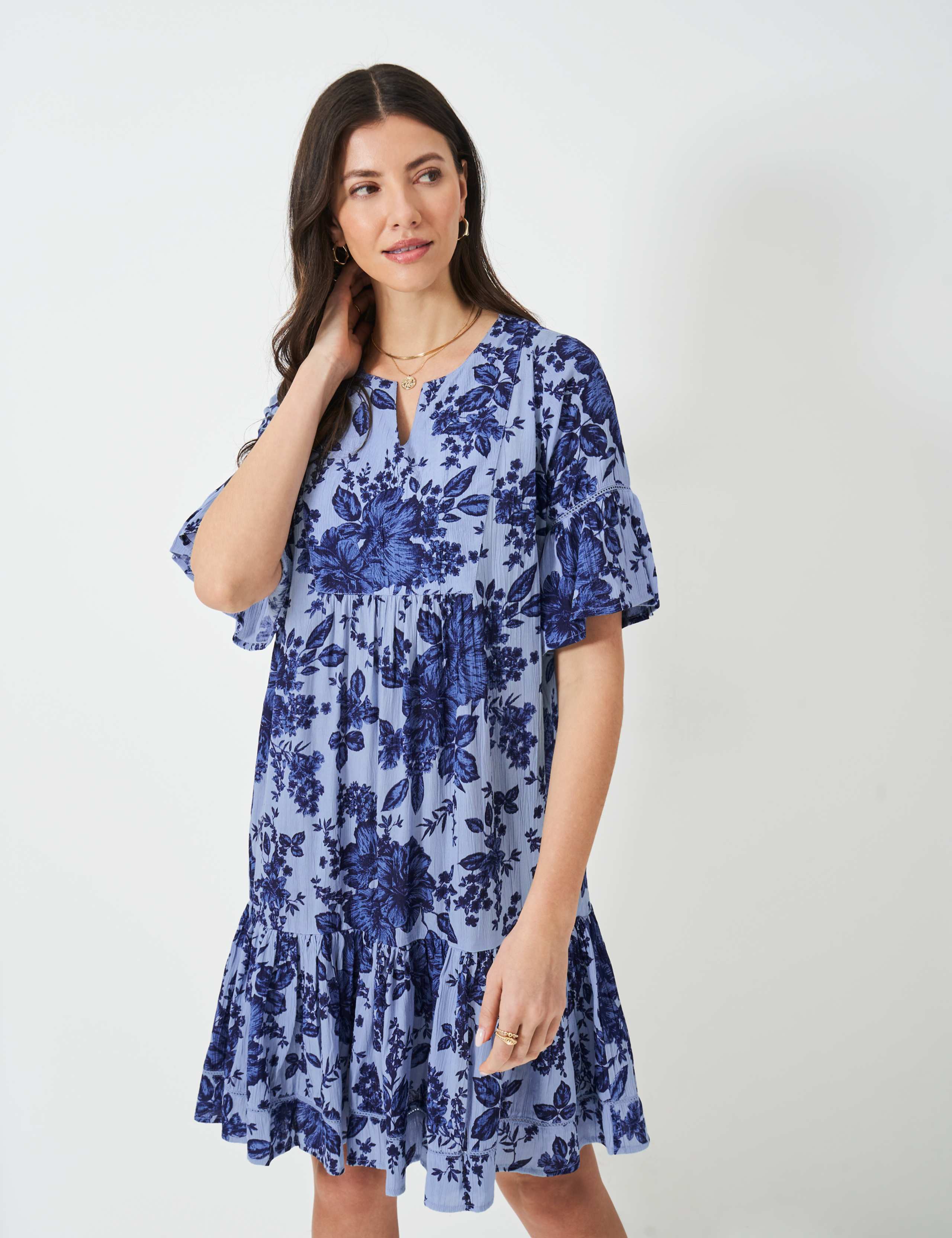Floral Notch Neck Knee Length Beach Dress 3 of 5