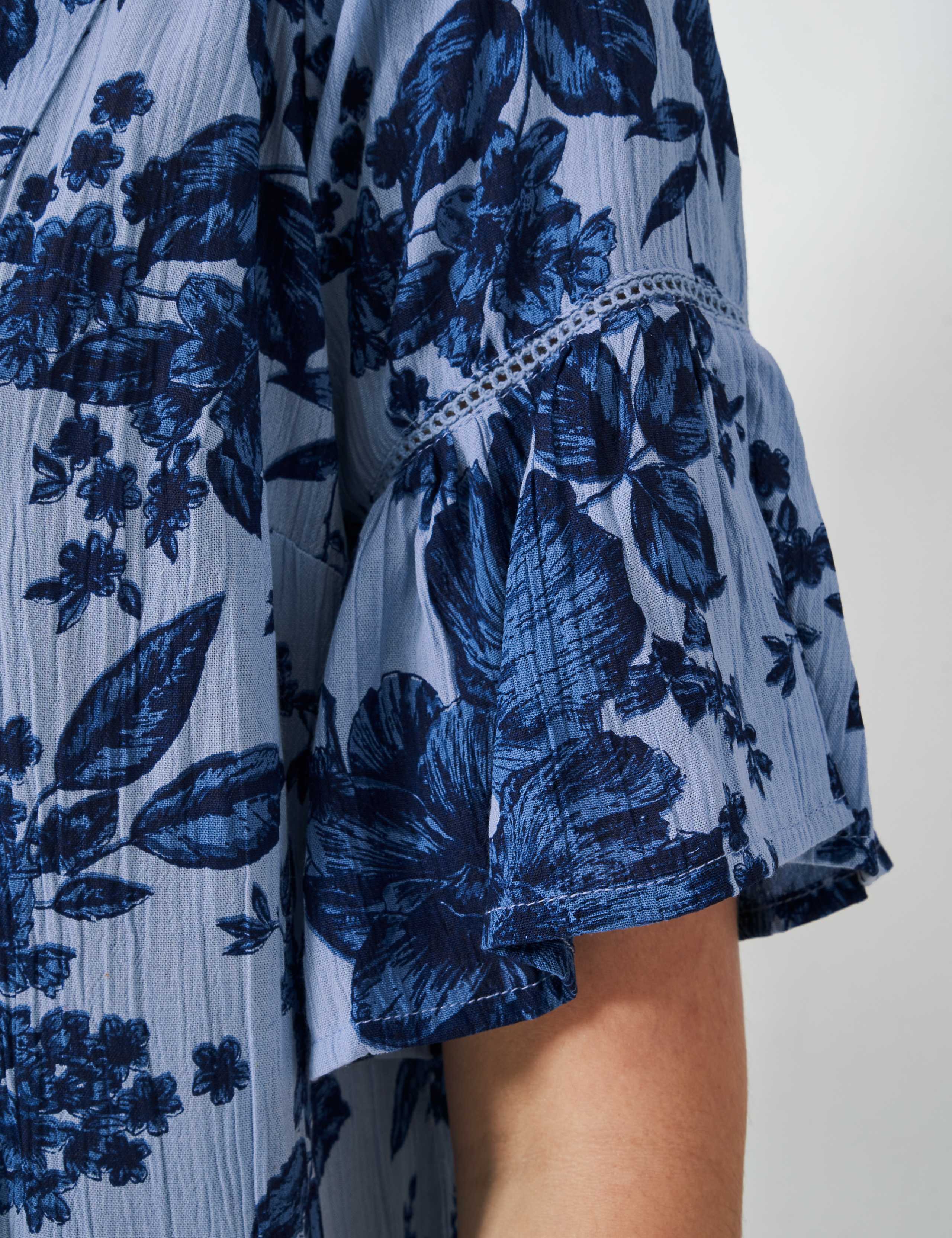 Floral Notch Neck Knee Length Beach Dress 5 of 5