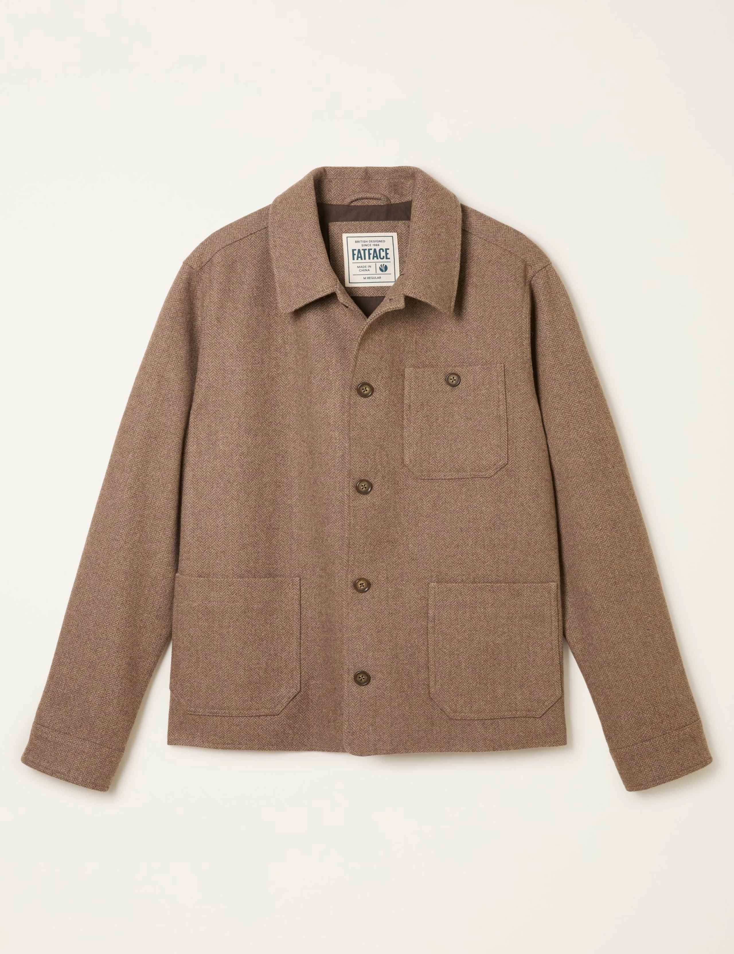 Wool Blend Herringbone Utility Jacket 2 of 5