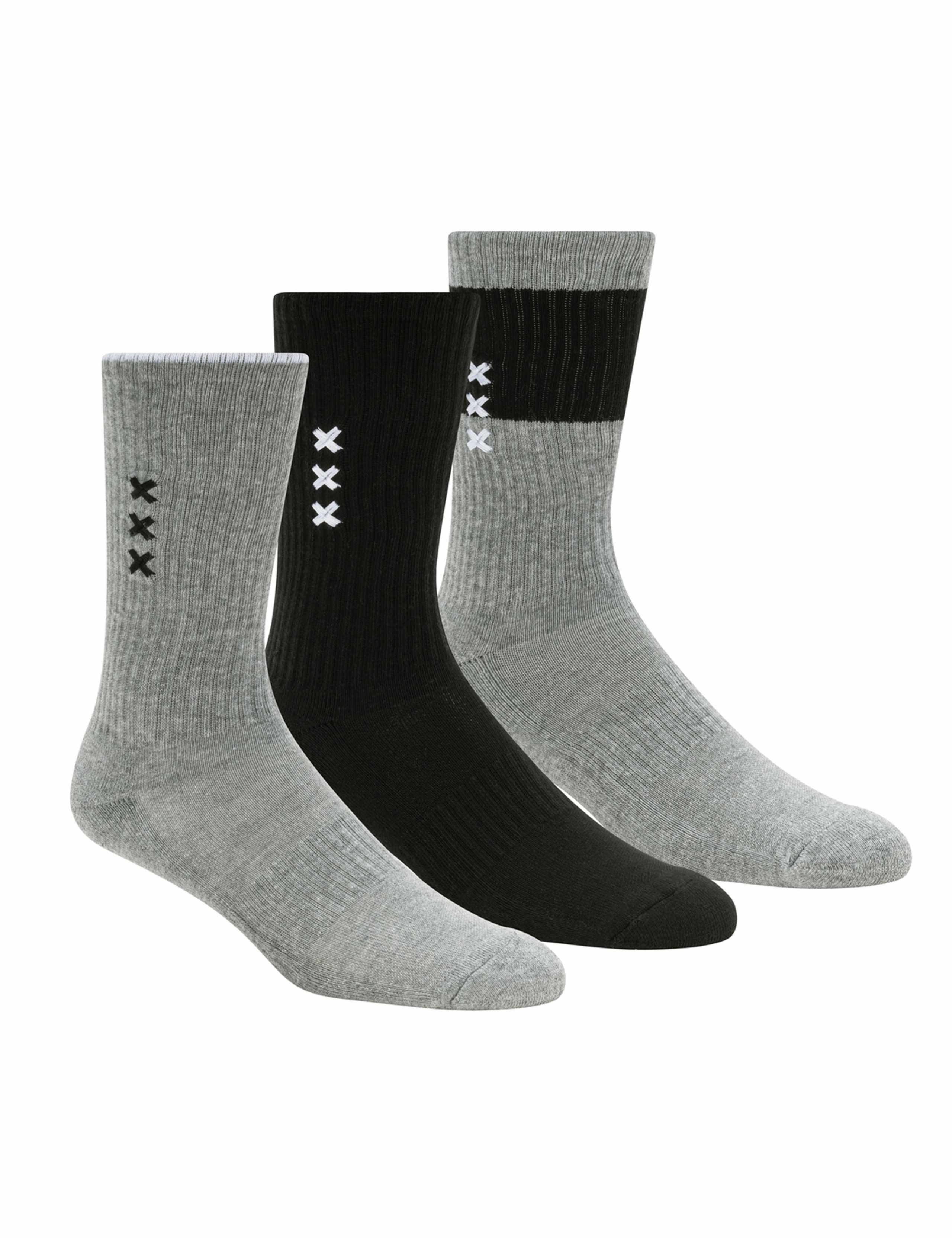 3 Pack Assorted Cotton Rich Ribbed Socks 1 of 2