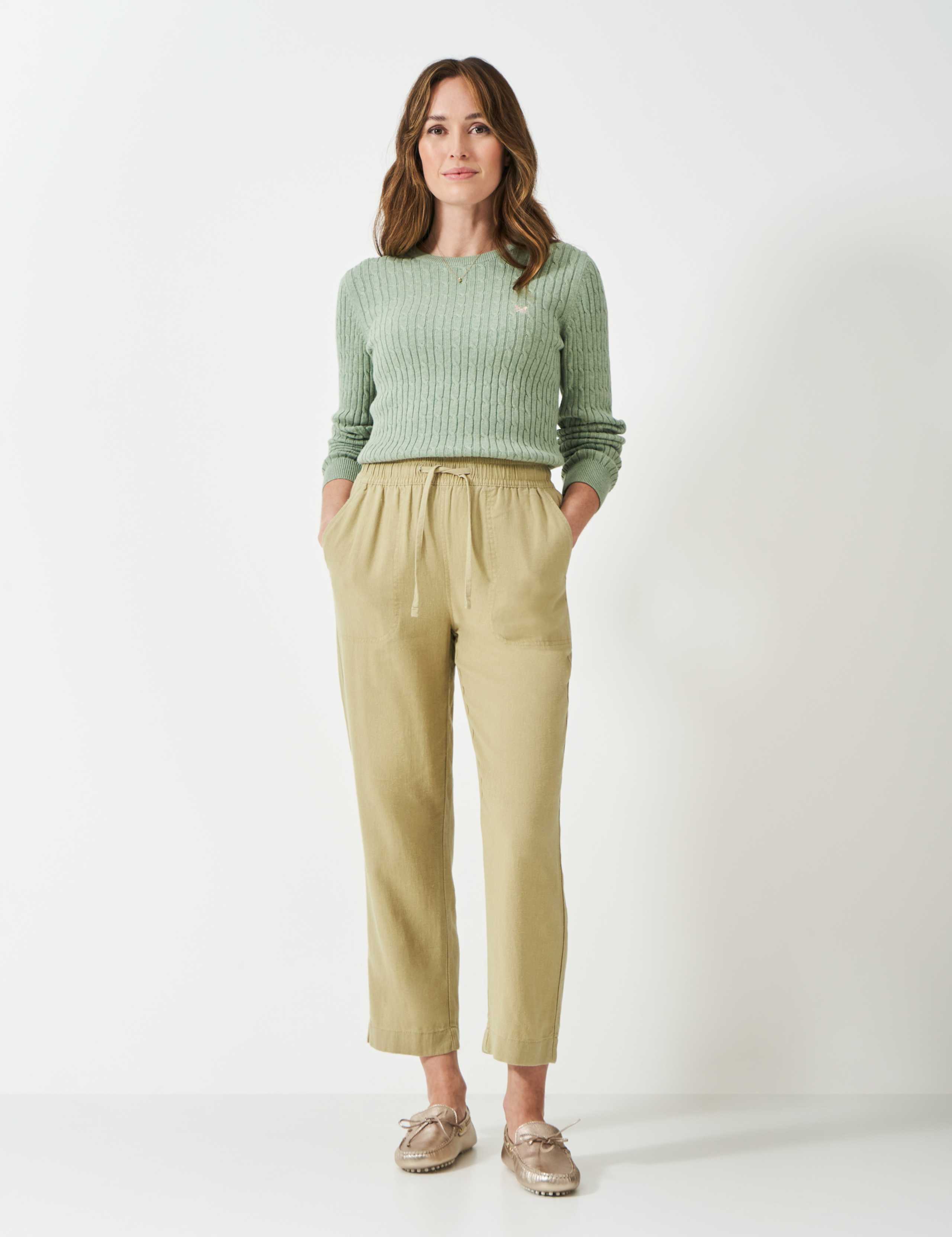 Linen Rich Tapered Ankle Grazer Trousers 1 of 5